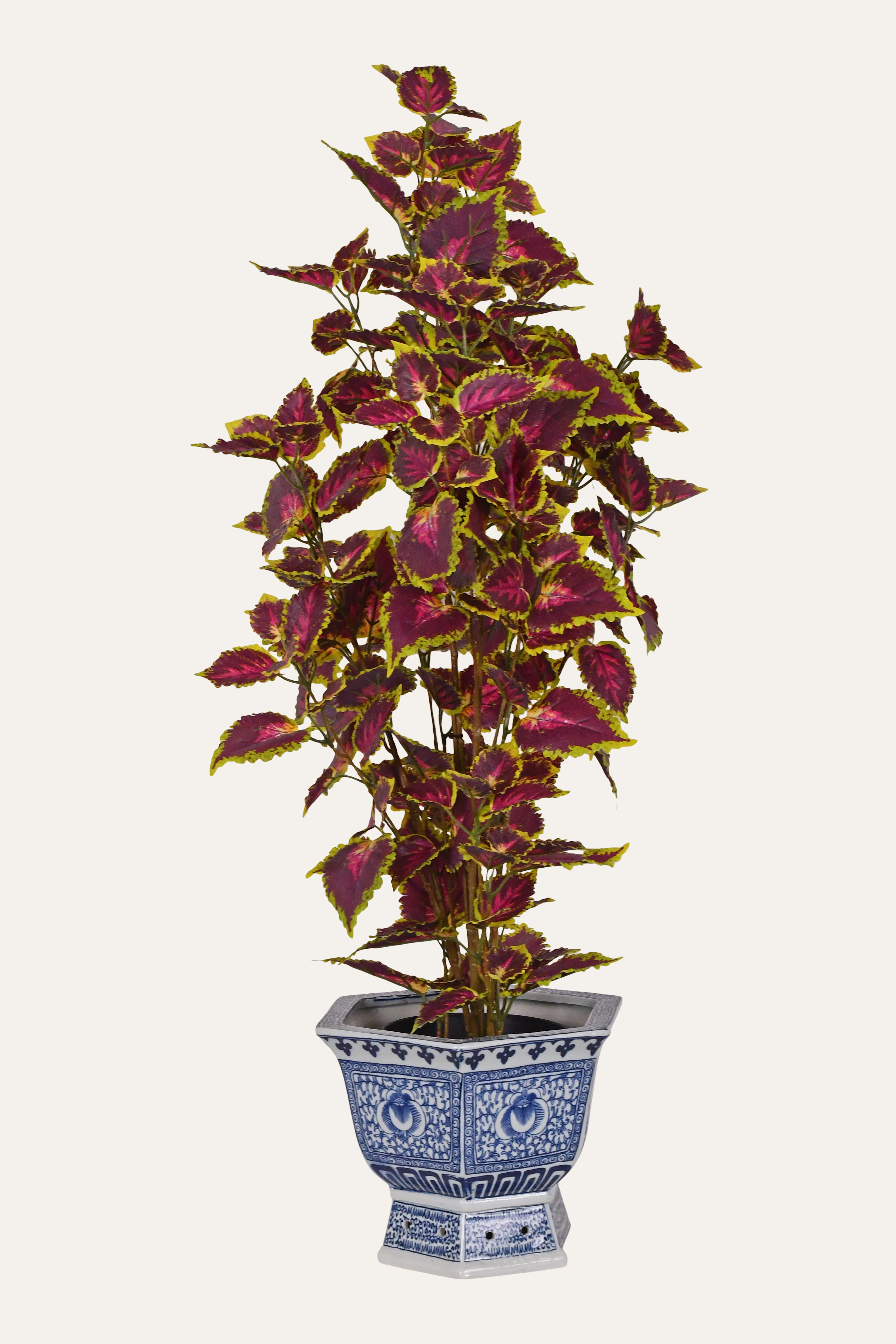 Blue & White Hexagonal Porcelain Chinoiserie Planter - Small