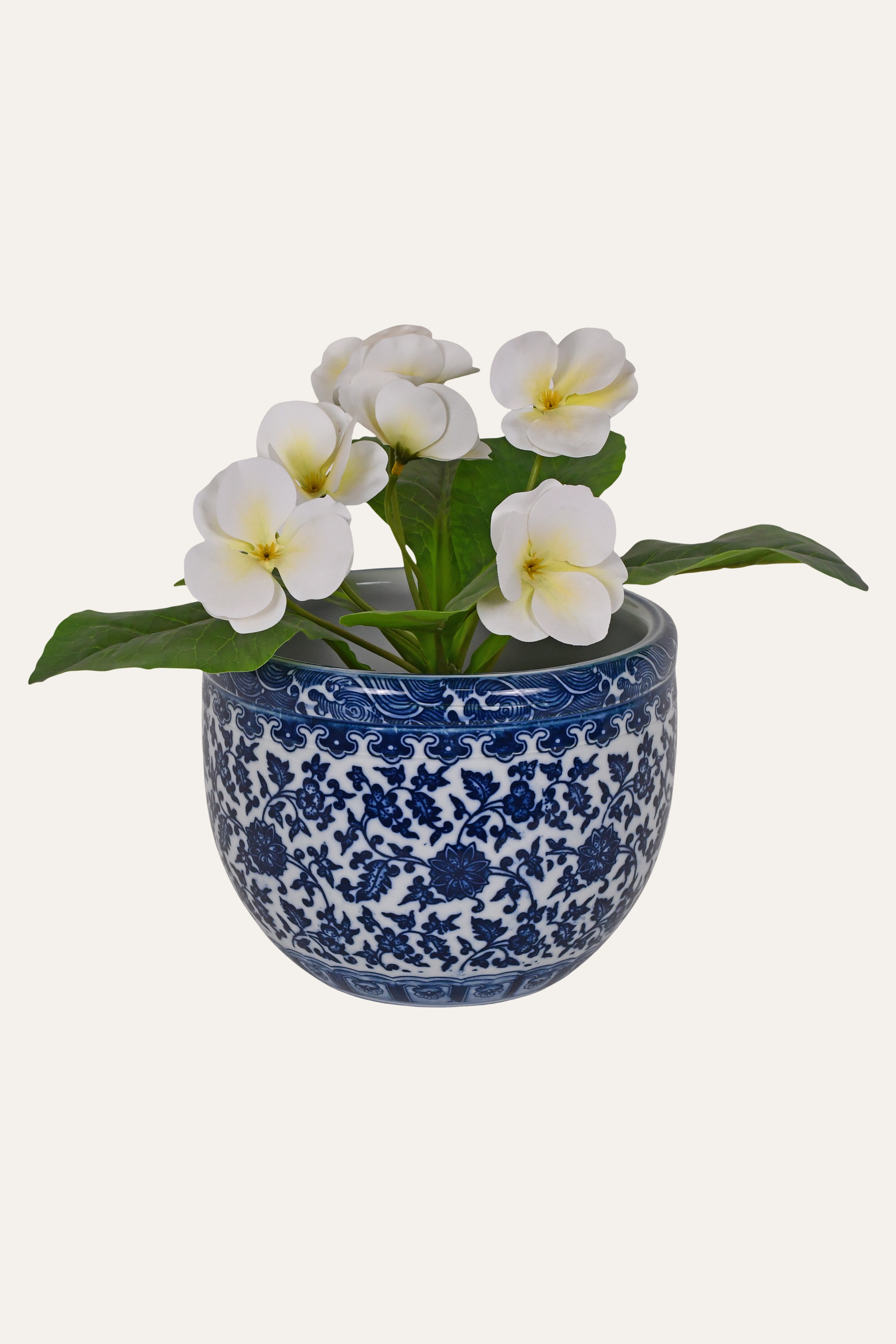 Blue & White Porcelain Floral Chinoiserie Planter - Small