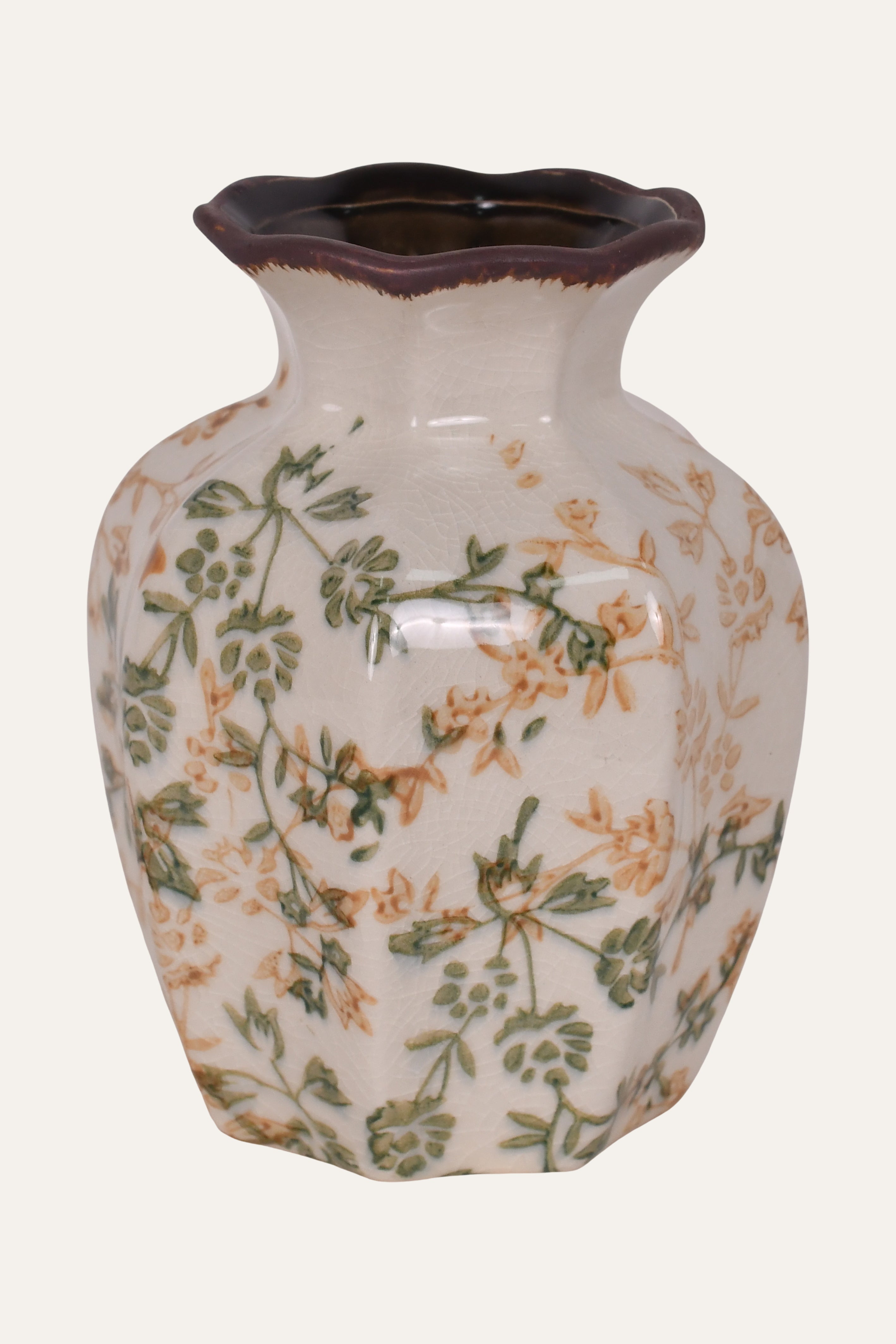 Floral Enamel Ceramic Vase