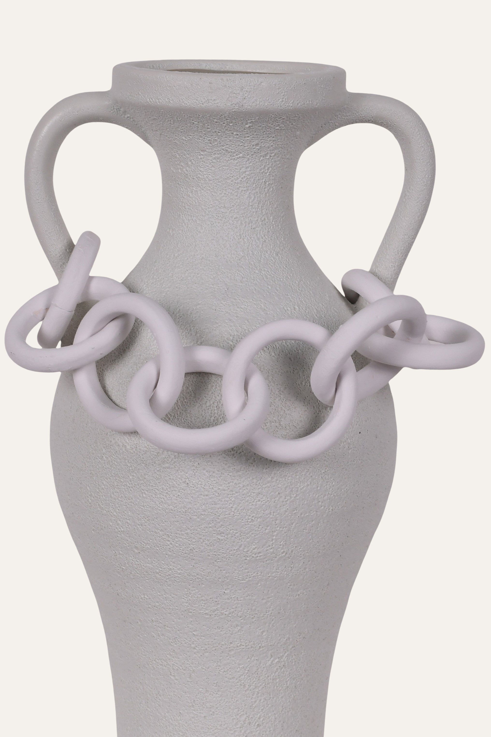 Modern White Link Handle Decorative Vase - Big