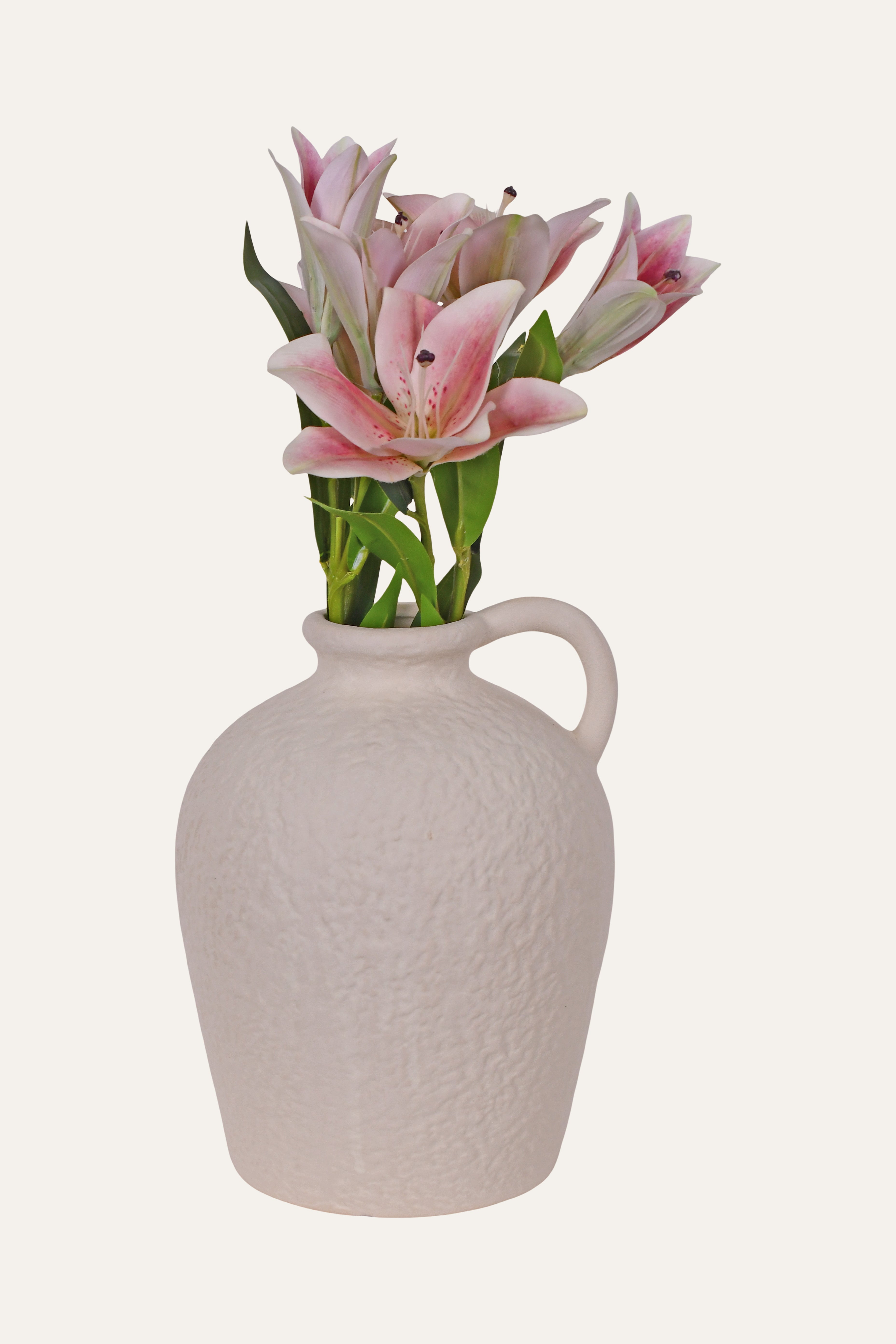 Textured Cream Ceramic Vase - Big