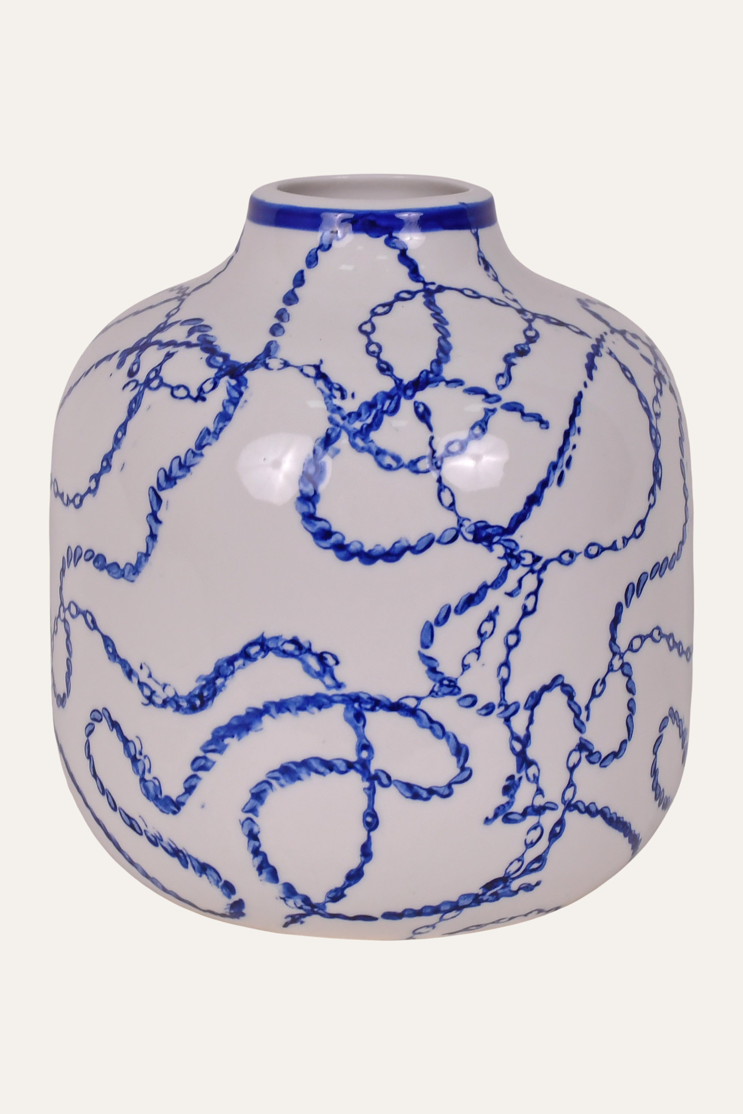Contemporary Blue Link Ceramic Vase
