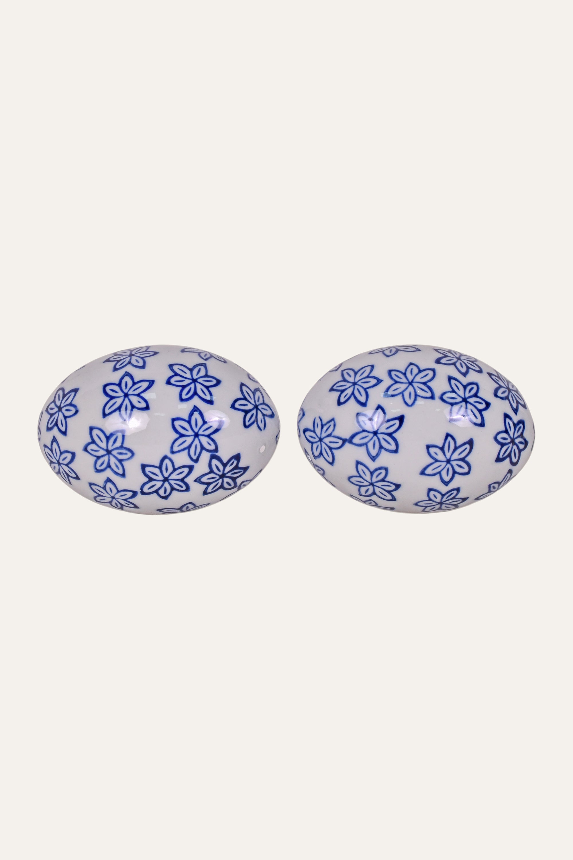 Blue & White Floral Ceramic Decor – Set of 6