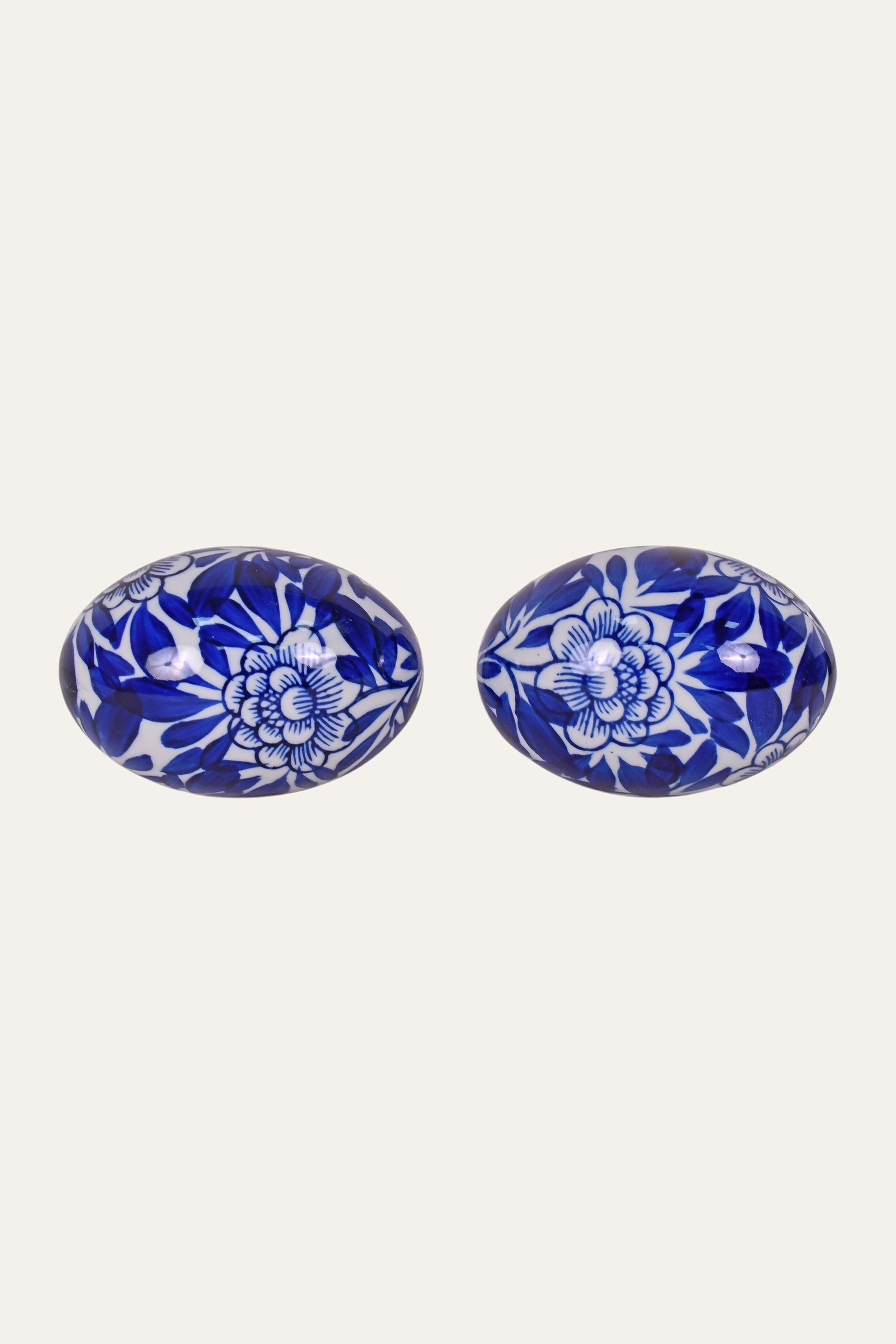Blue & White Floral Ceramic Decor – Set of 6
