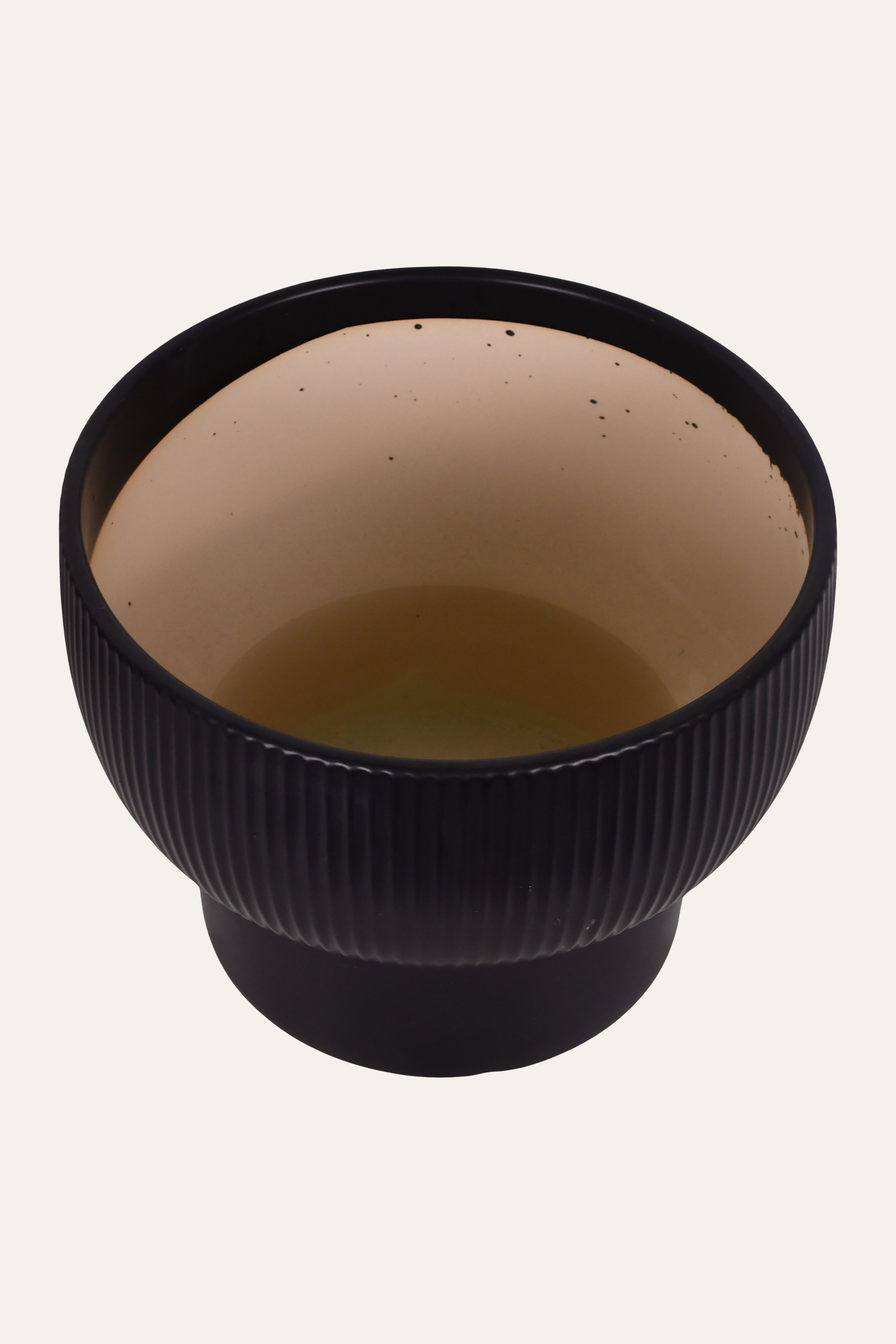 Matte Black Ribbed Ceramic Planter - Big