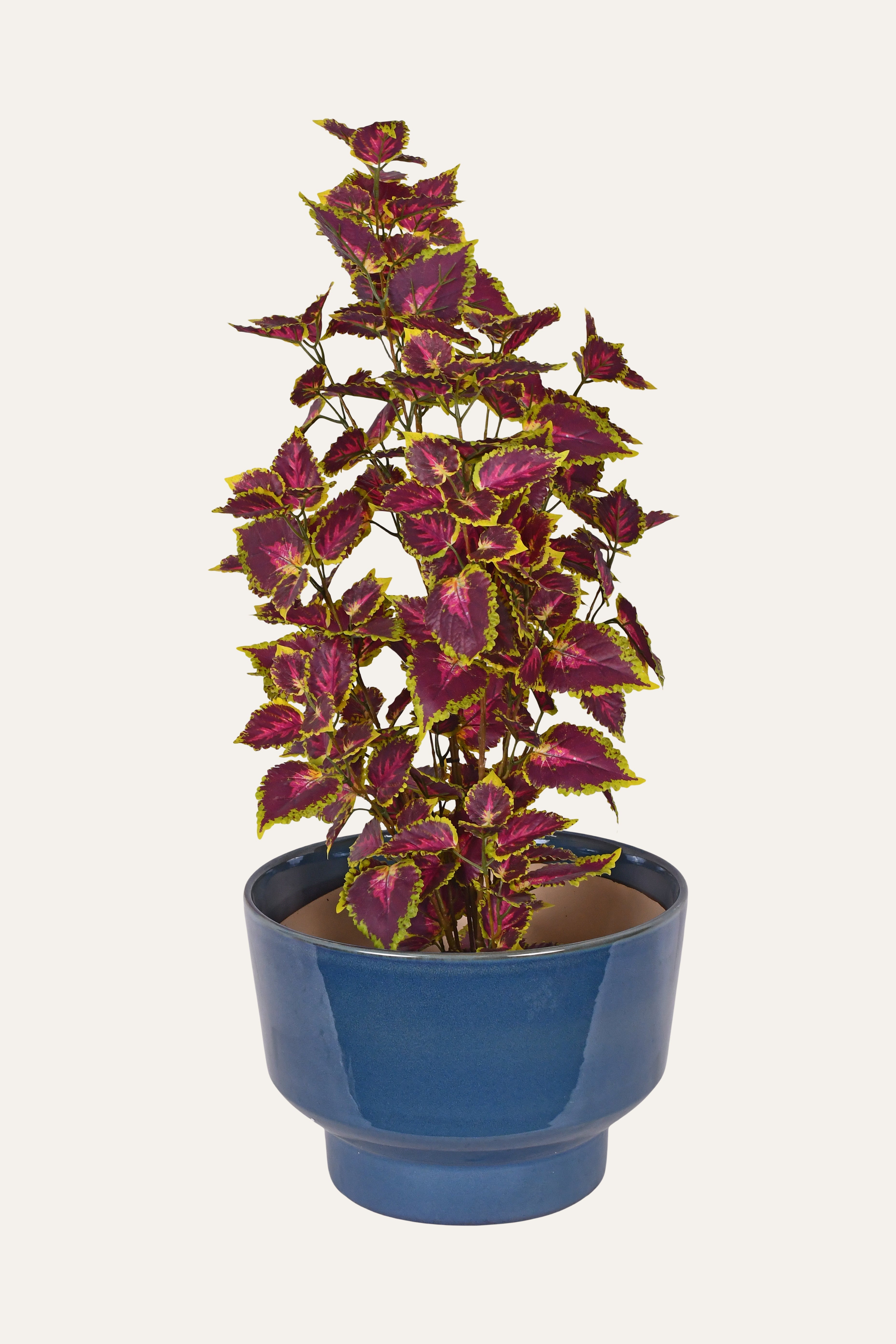 Glossy Blue Pedestal Ceramic Planter