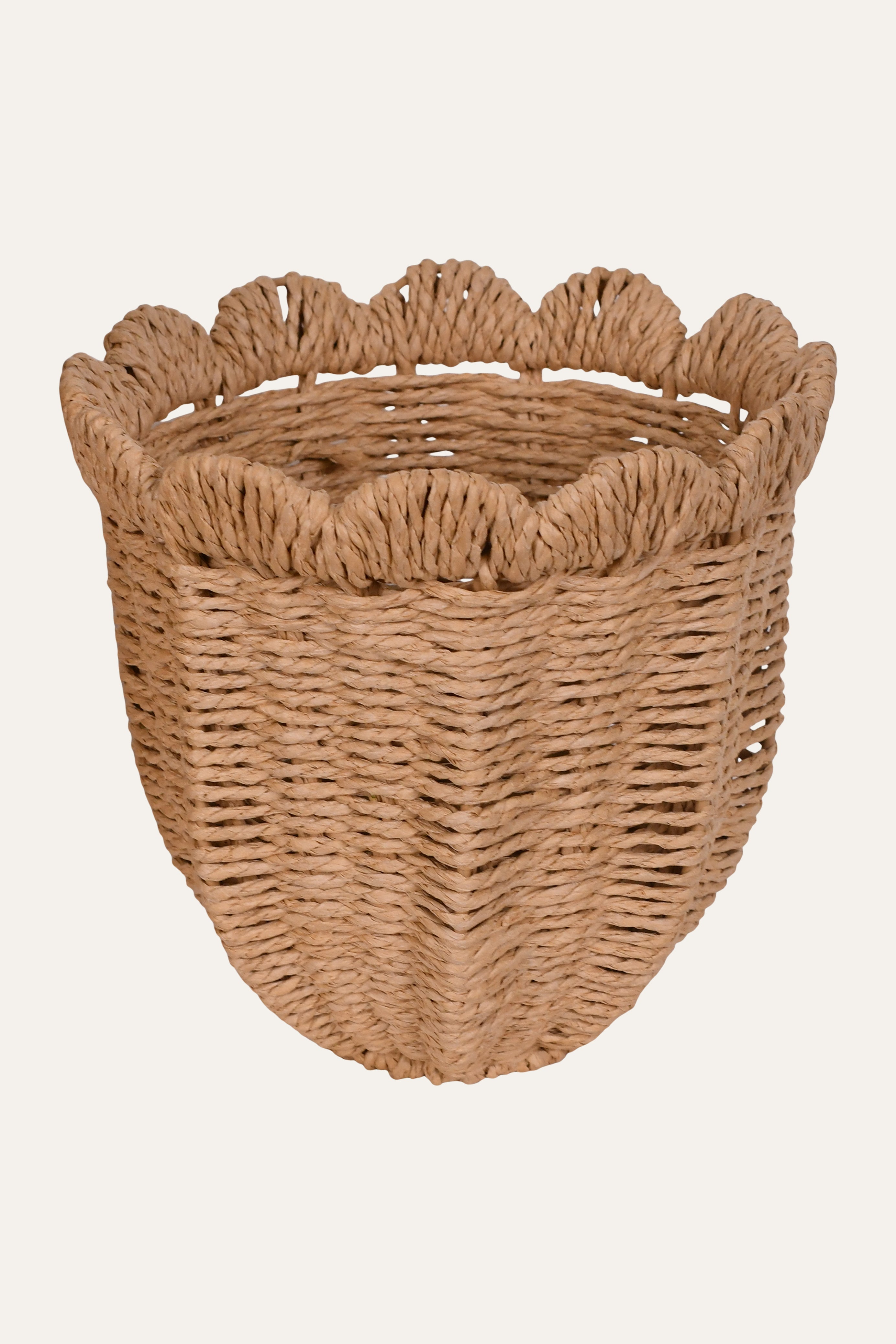Scalloped Rim Woven Planter - Small