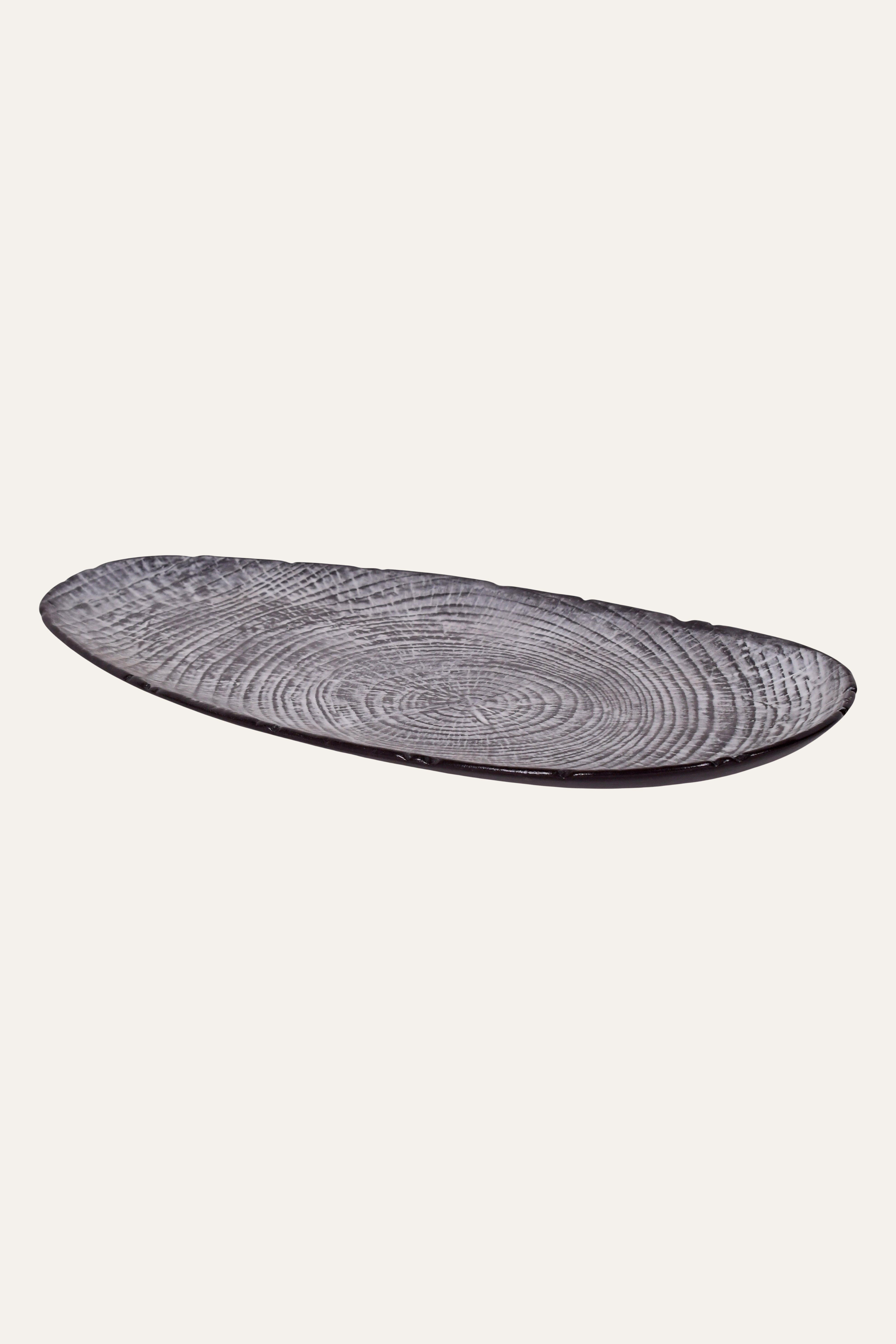 Concentric Ring Oval Ceramic Platter