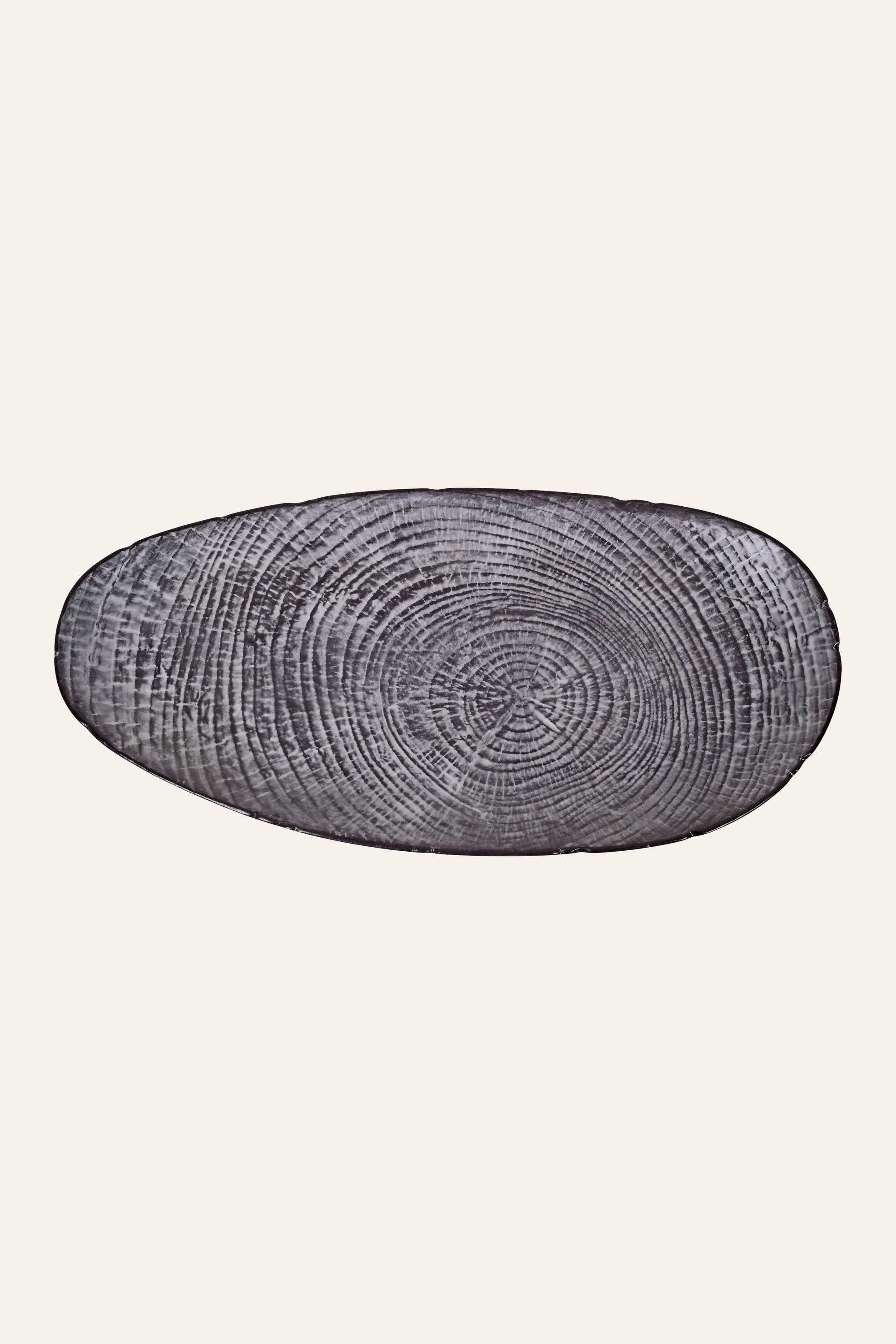 Concentric Ring Oval Ceramic Platter