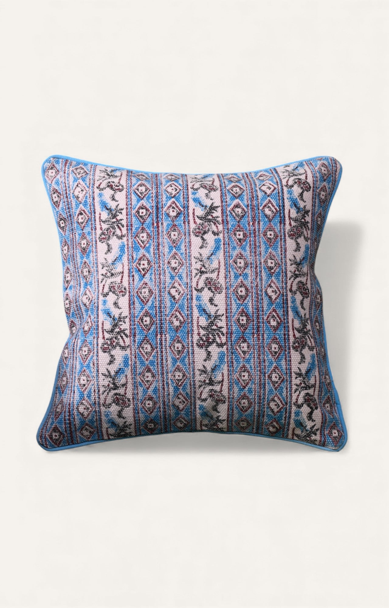 Blue Printed Cotton Cushion Cover