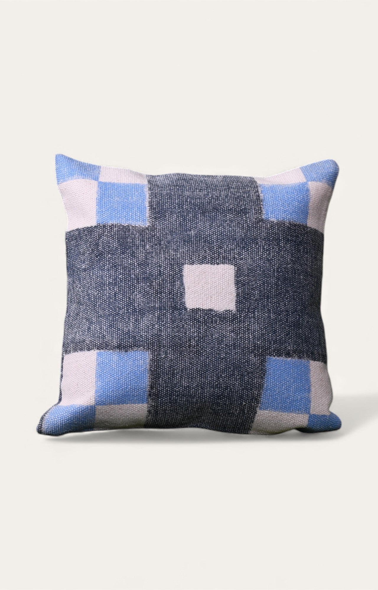 Grey-Blue Cotton Cushion Cover