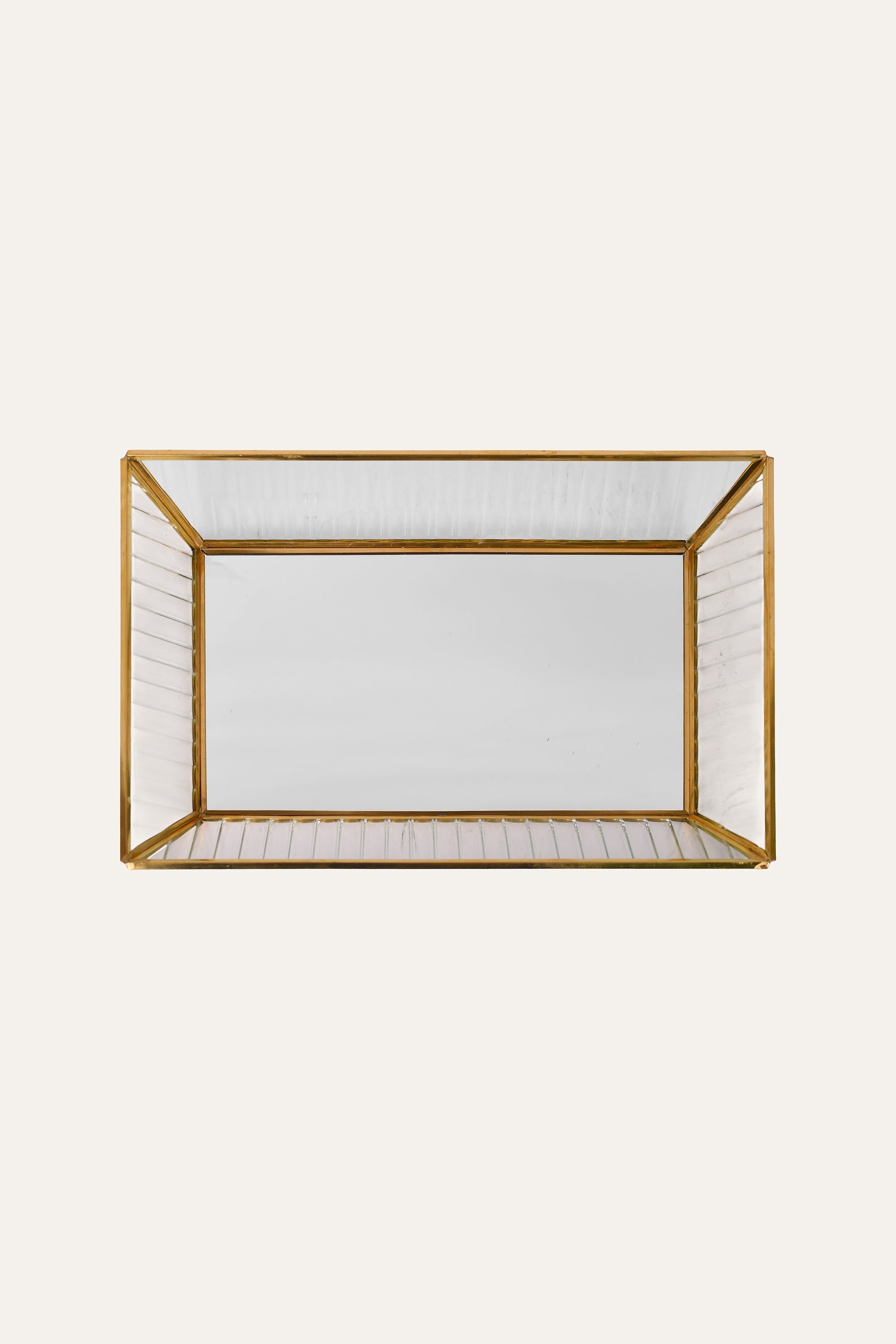 Fluted Gold Metal and Glass Tray