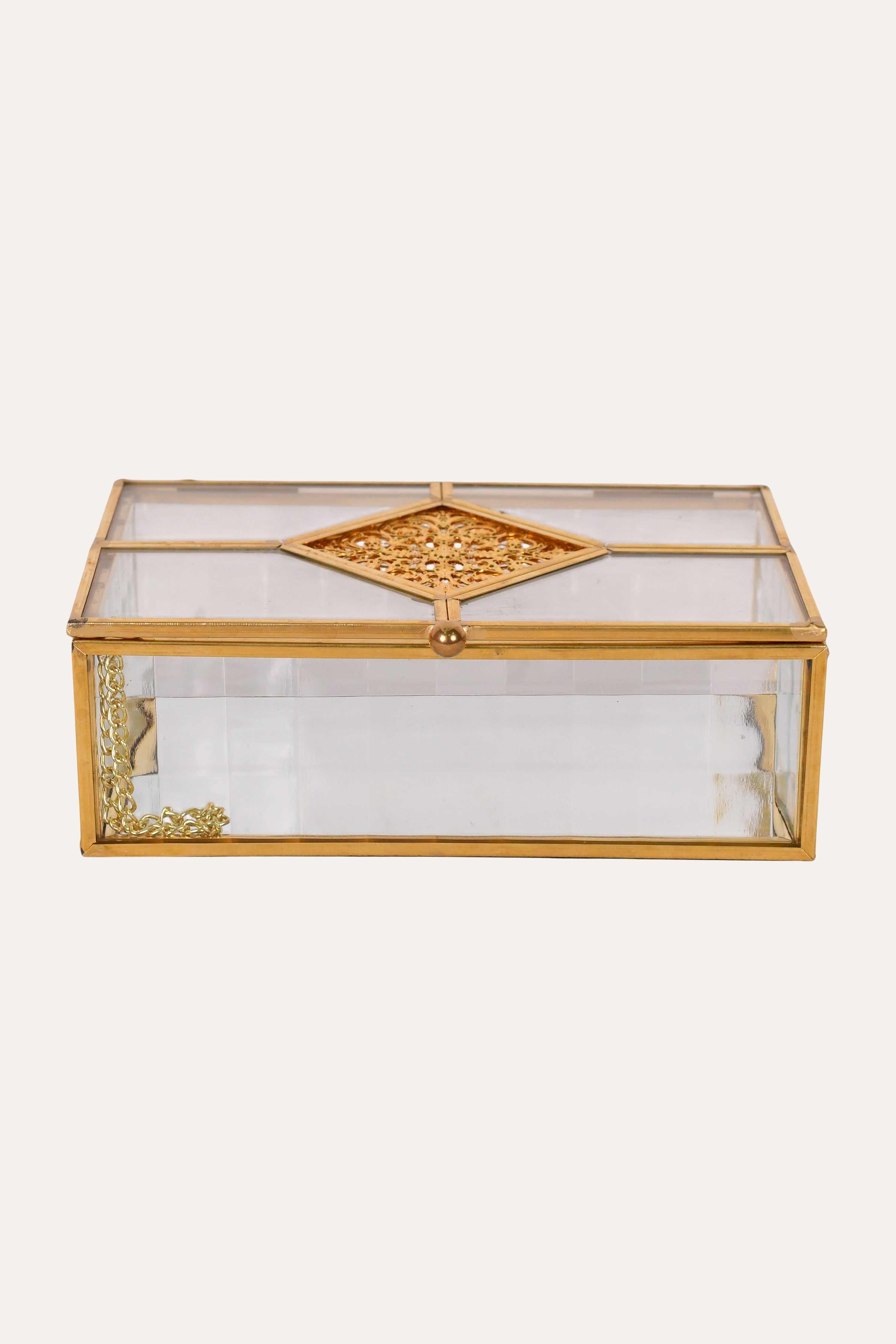 Art Deco Ribbed Glass Storage Box