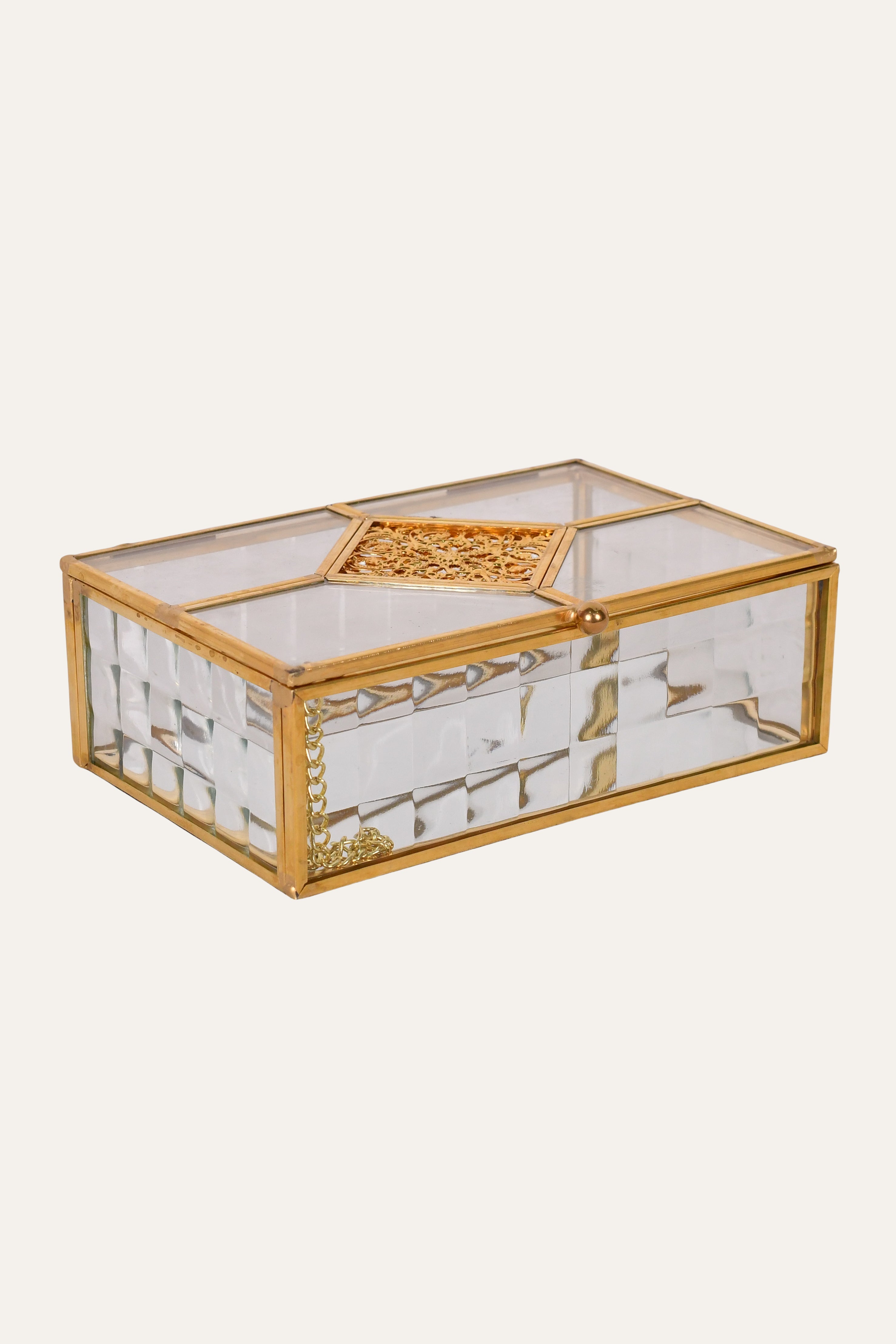Art Deco Ribbed Glass Storage Box