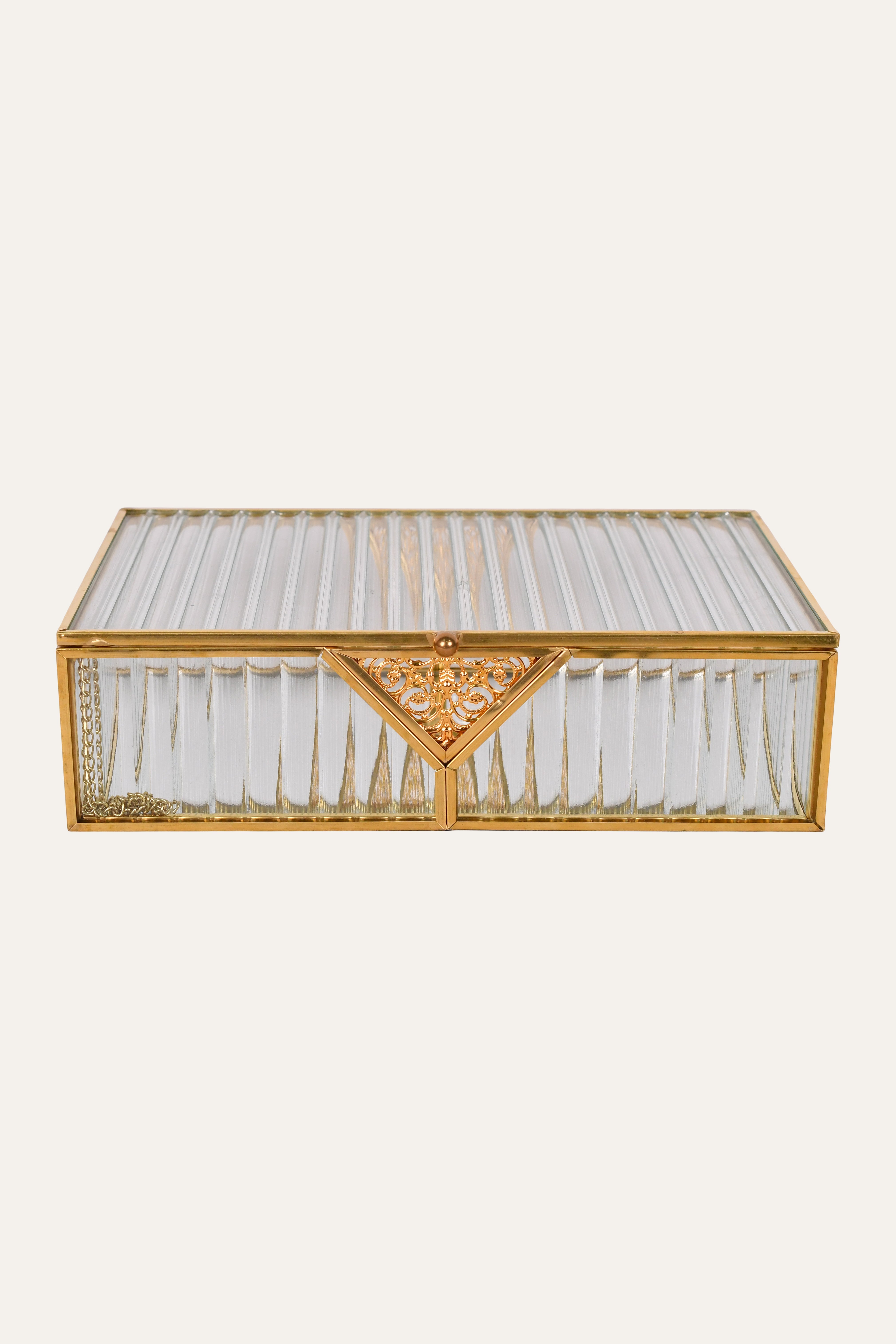 Ribbed Glass Scrollwork Storage Box