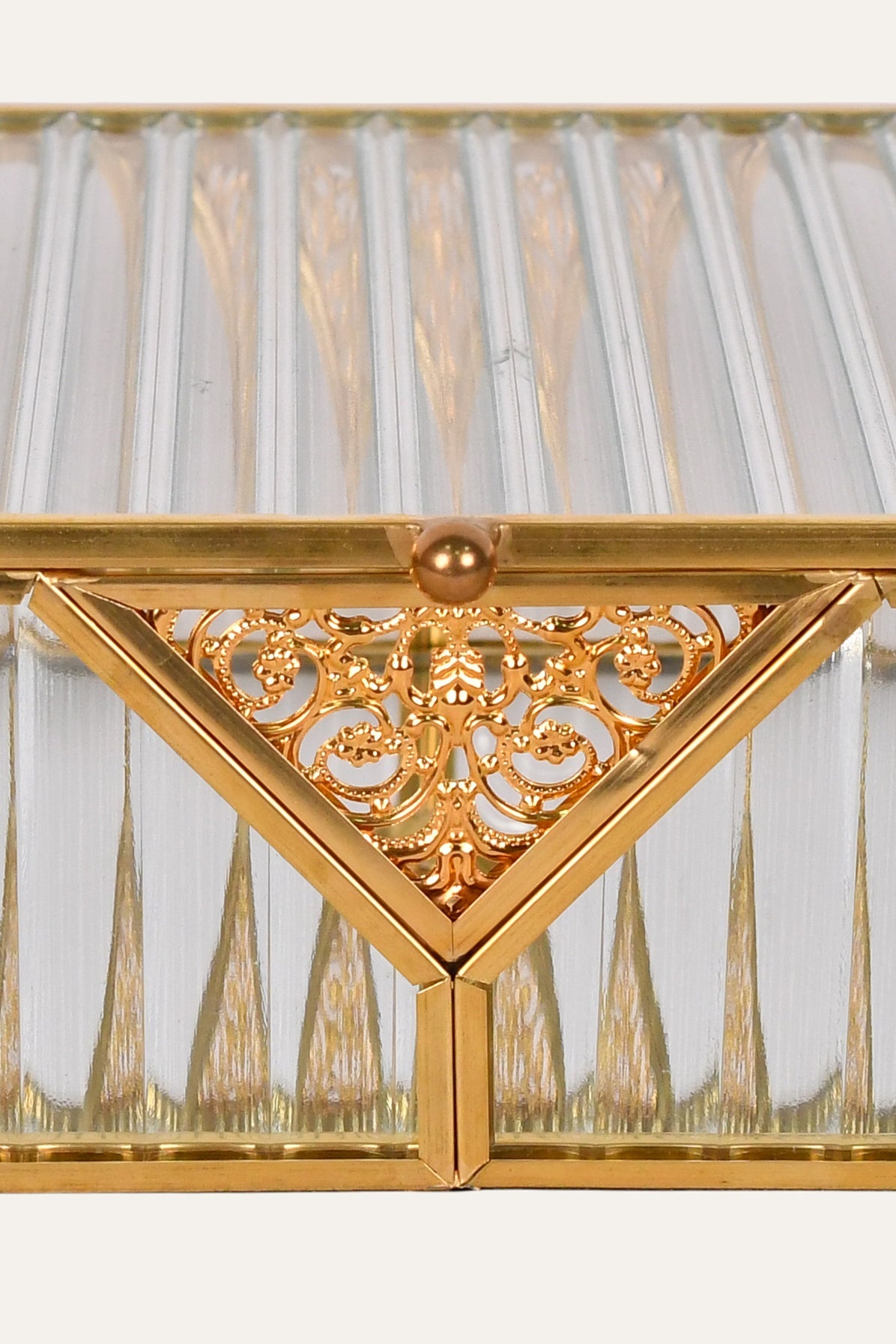 Ribbed Glass Scrollwork Storage Box