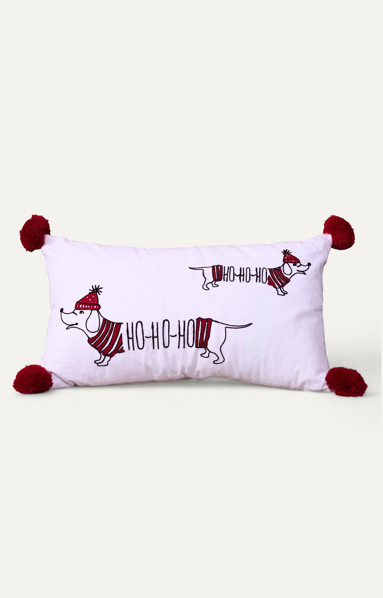 Dachshund Embroidered Cotton Cushion Cover