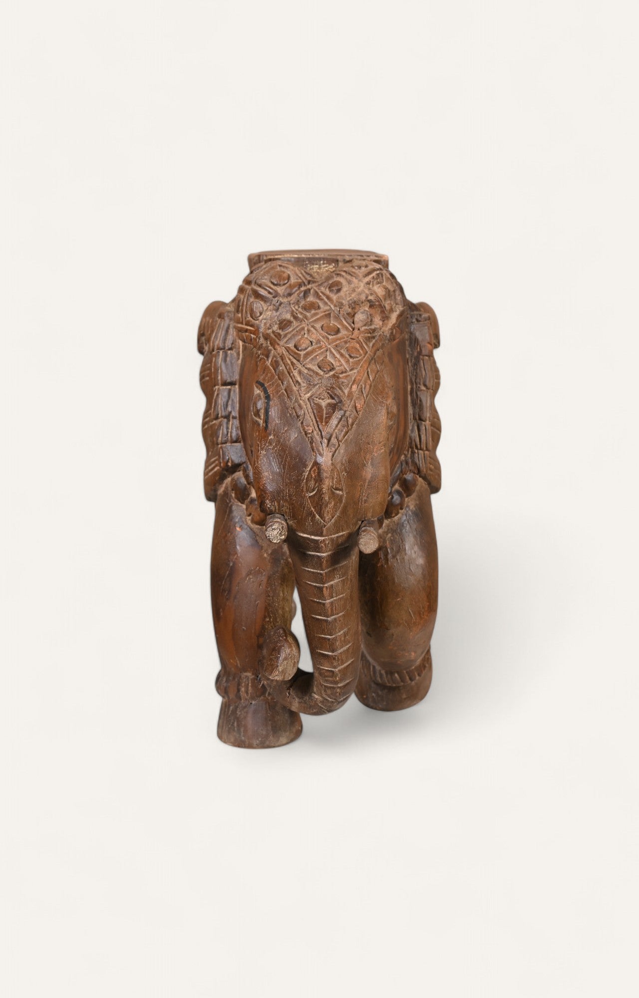 "The Great Trunk" Vintage Hand-Carved Teak Wood Elephant Statue
