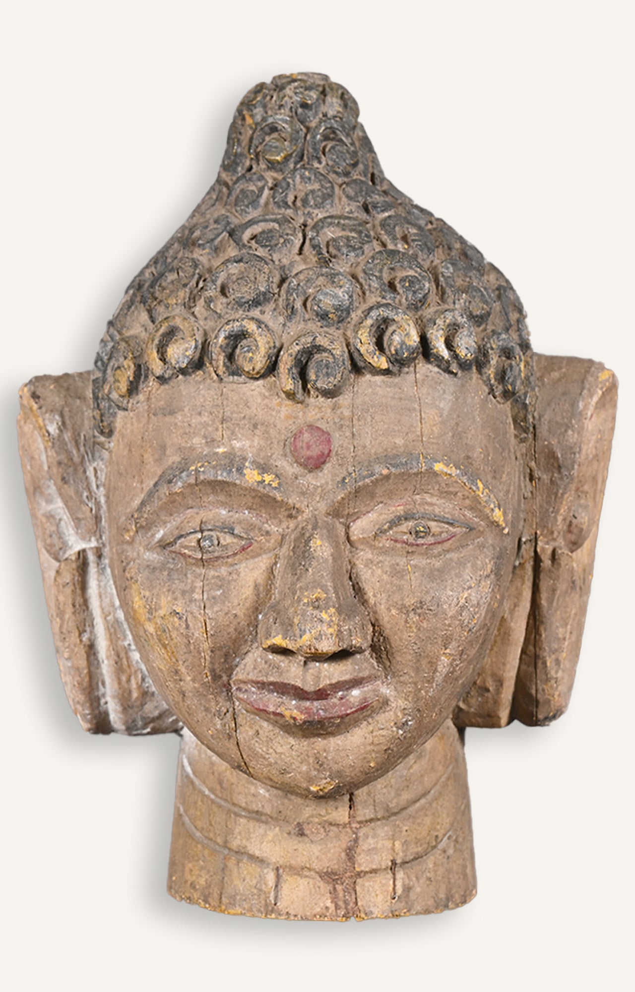 Hand Carved Wooden vintage Buddha Mask