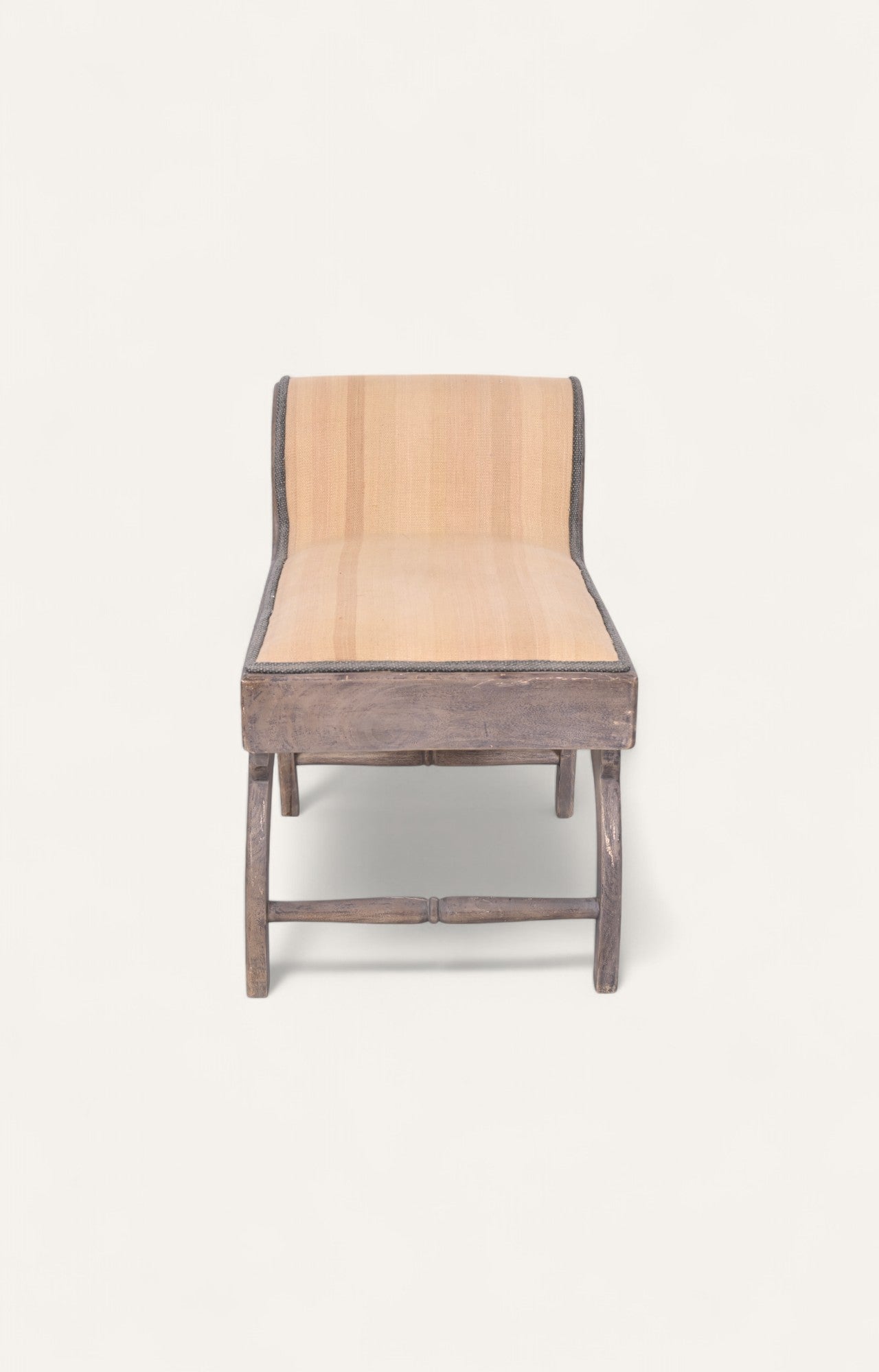 Vintage Scroll-Arm Camelback Stool