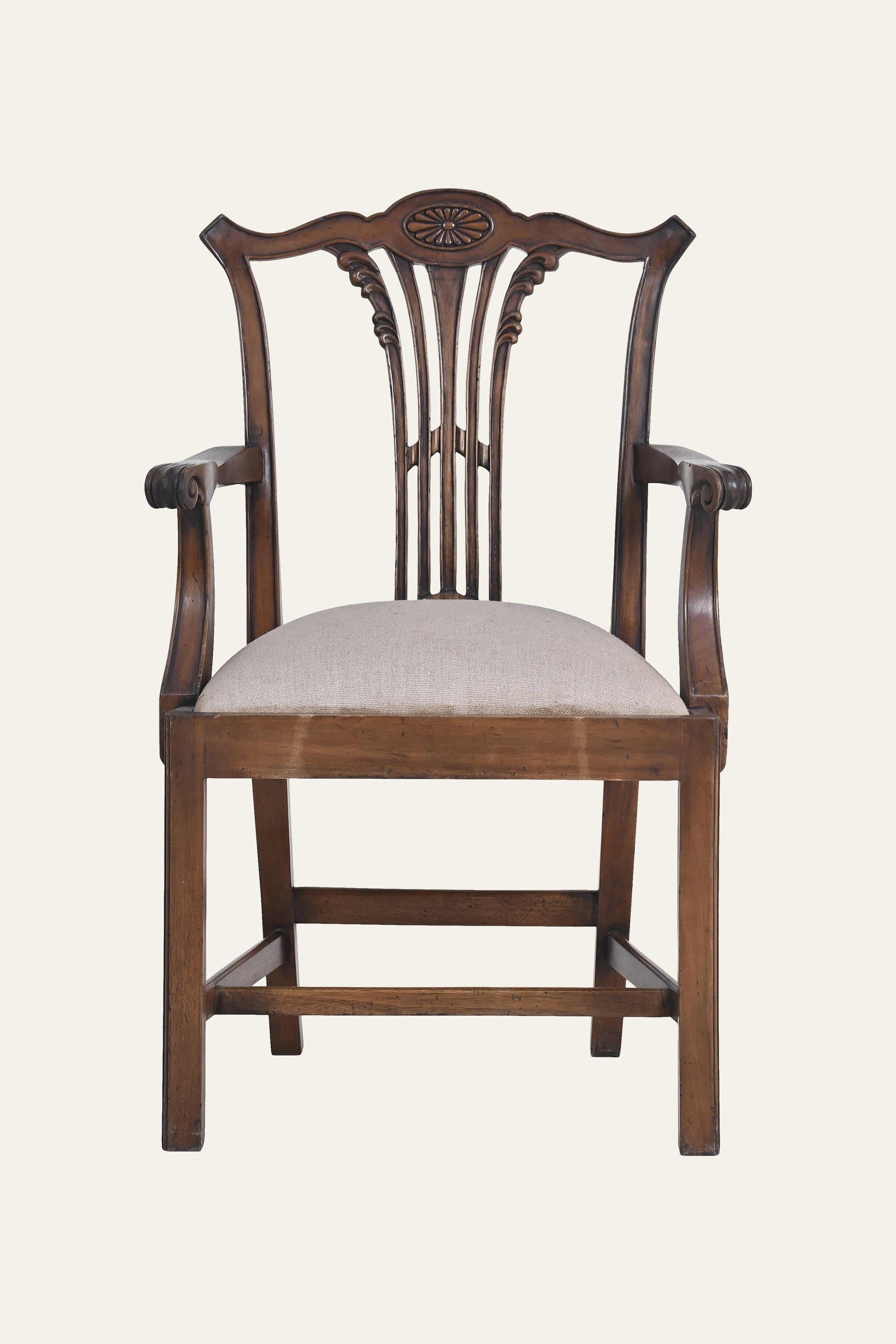 Classic Slat-Back Wooden Arm Chair