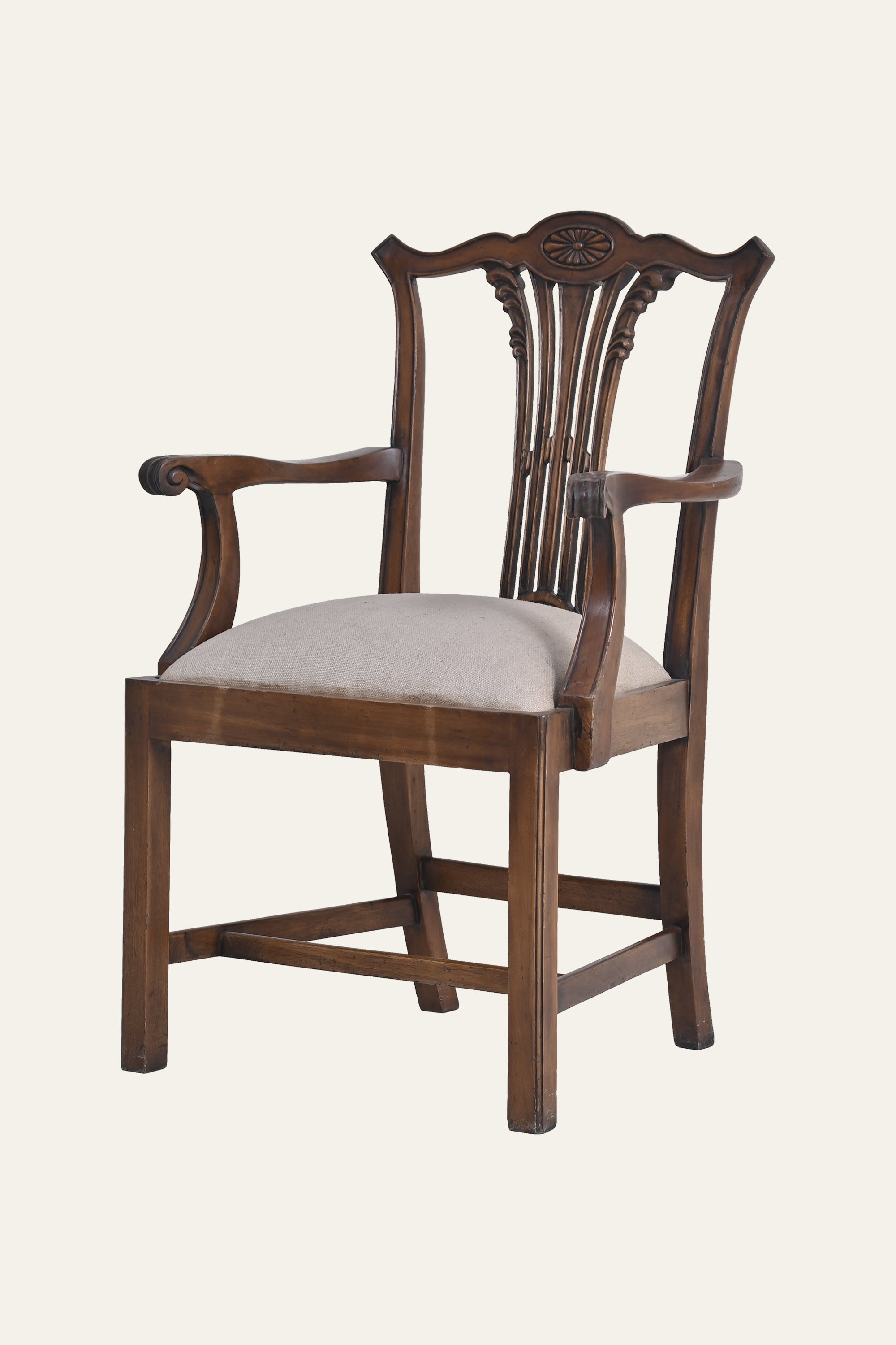 Classic Slat-Back Wooden Arm Chair