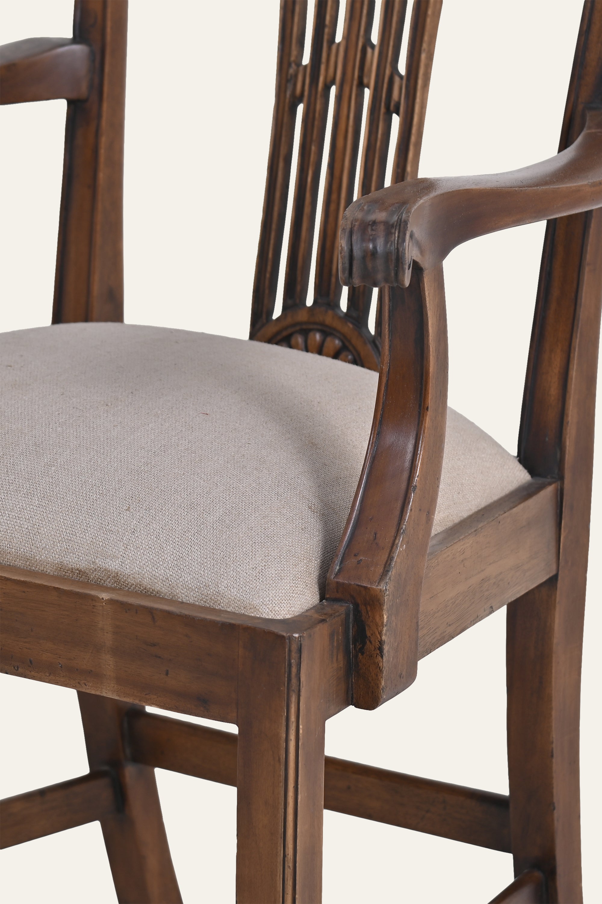 Classic Slat-Back Wooden Arm Chair