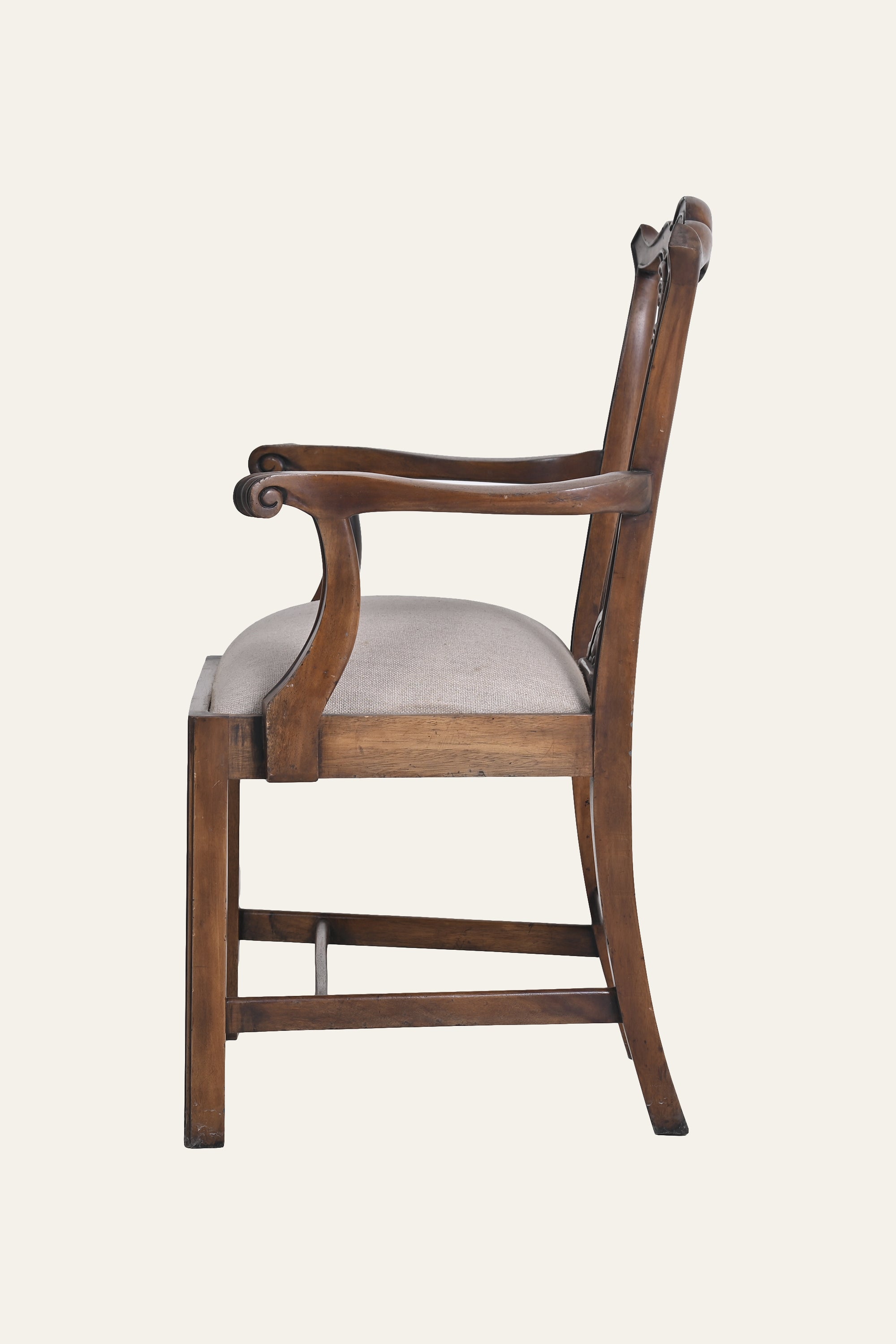 Classic Slat-Back Wooden Arm Chair