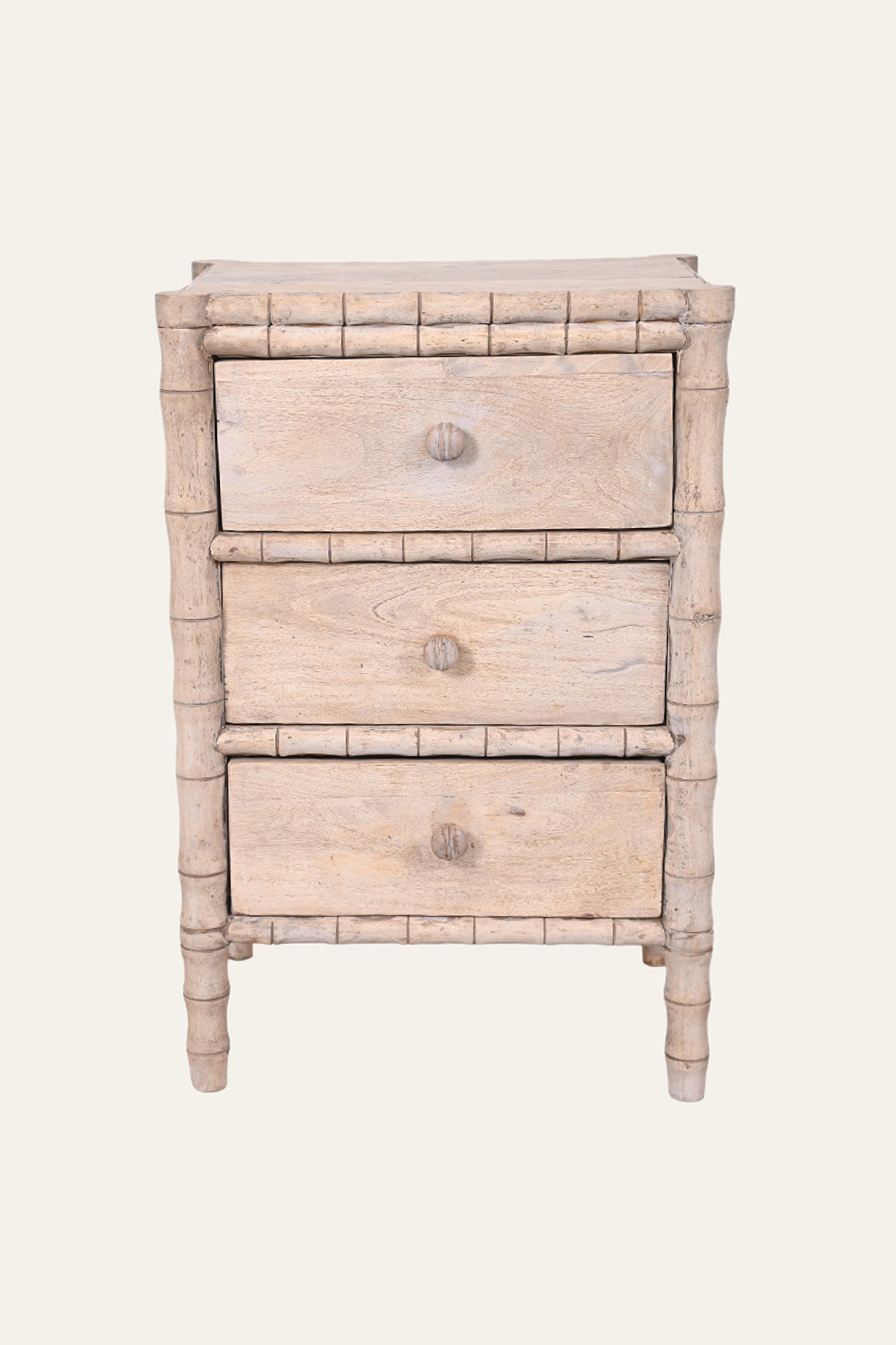 Bamboo Style 3-Drawer Bedside Table