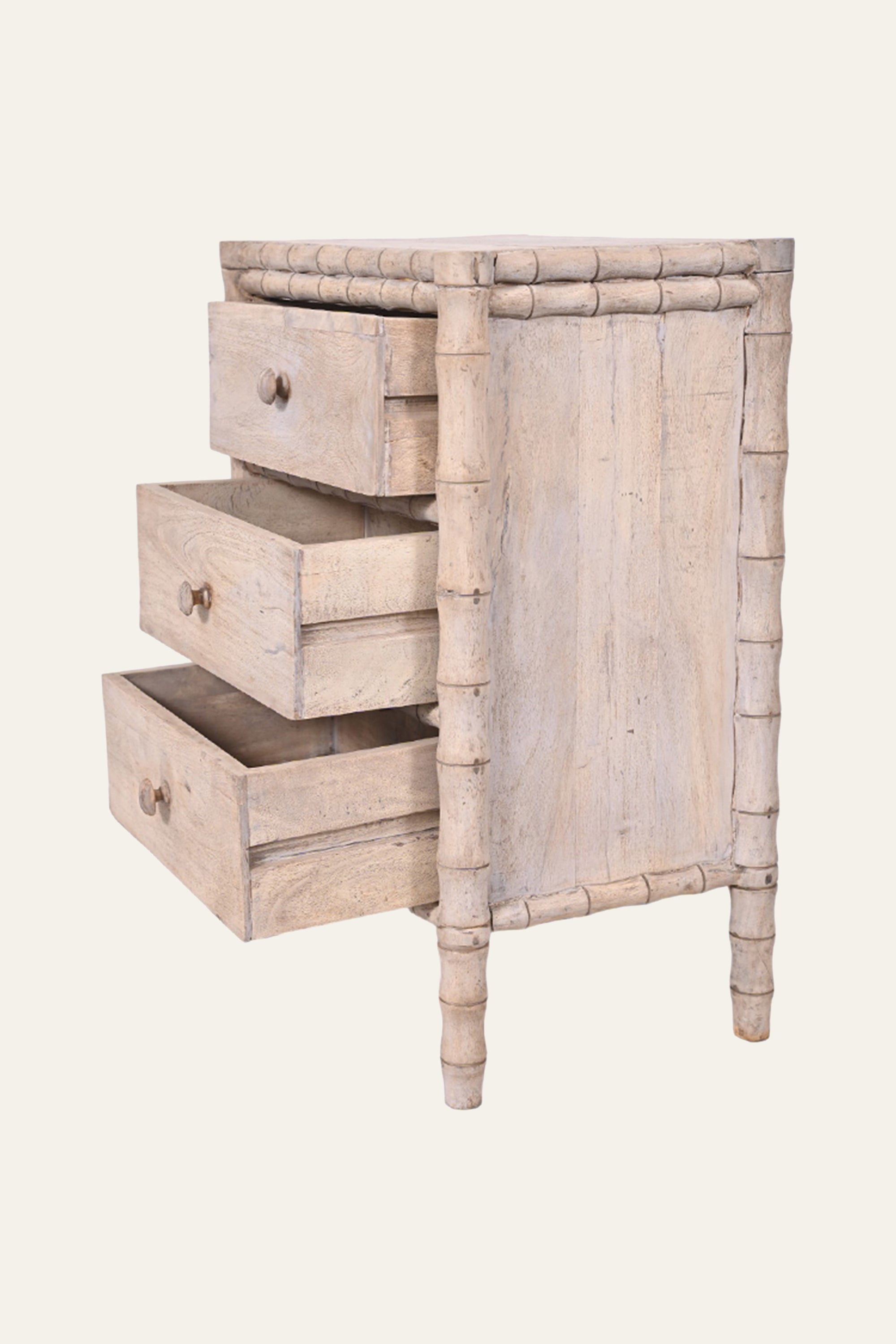 Bamboo Style 3-Drawer Bedside Table