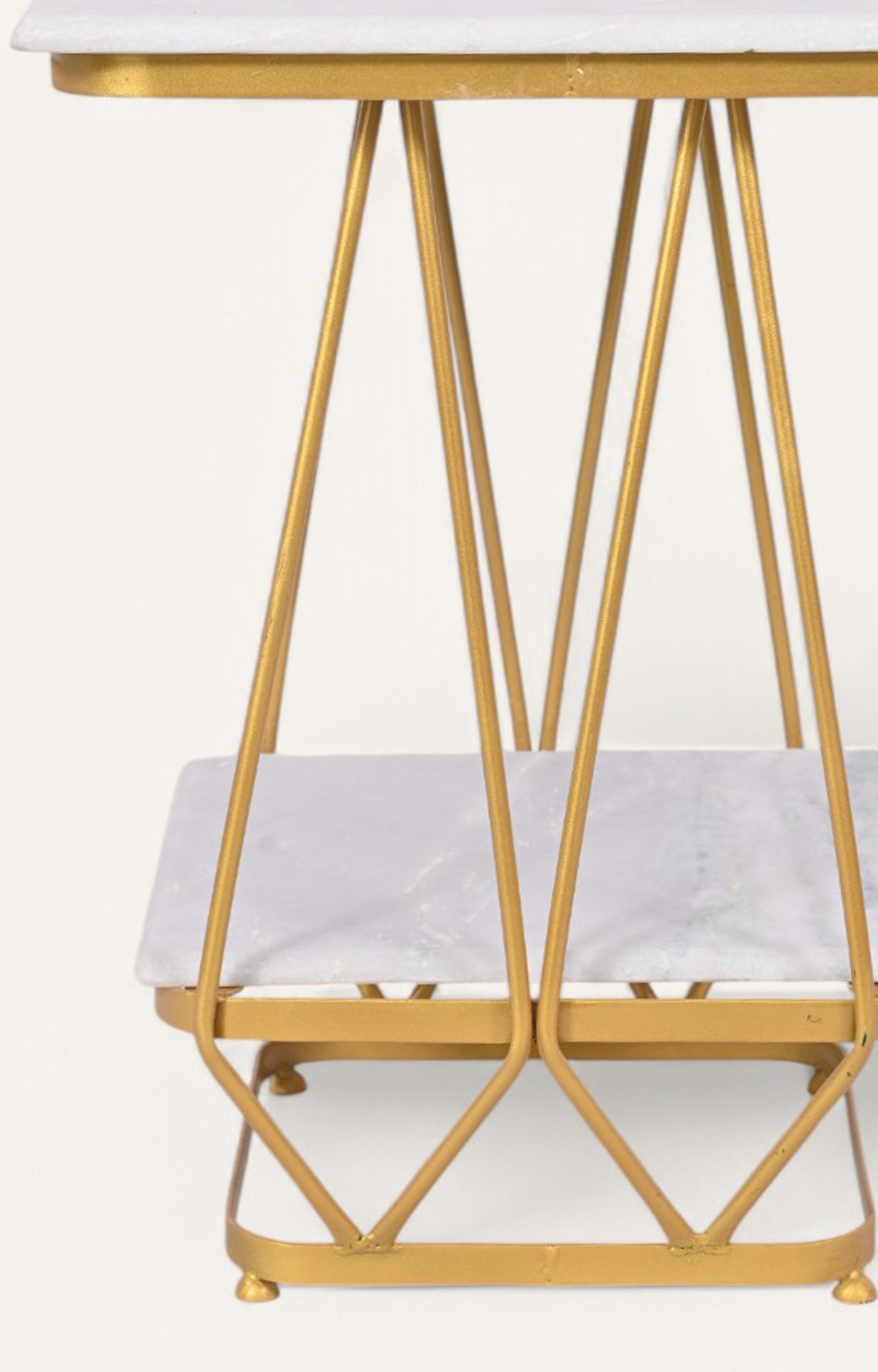 Geometric Metal and Marble  Side Table