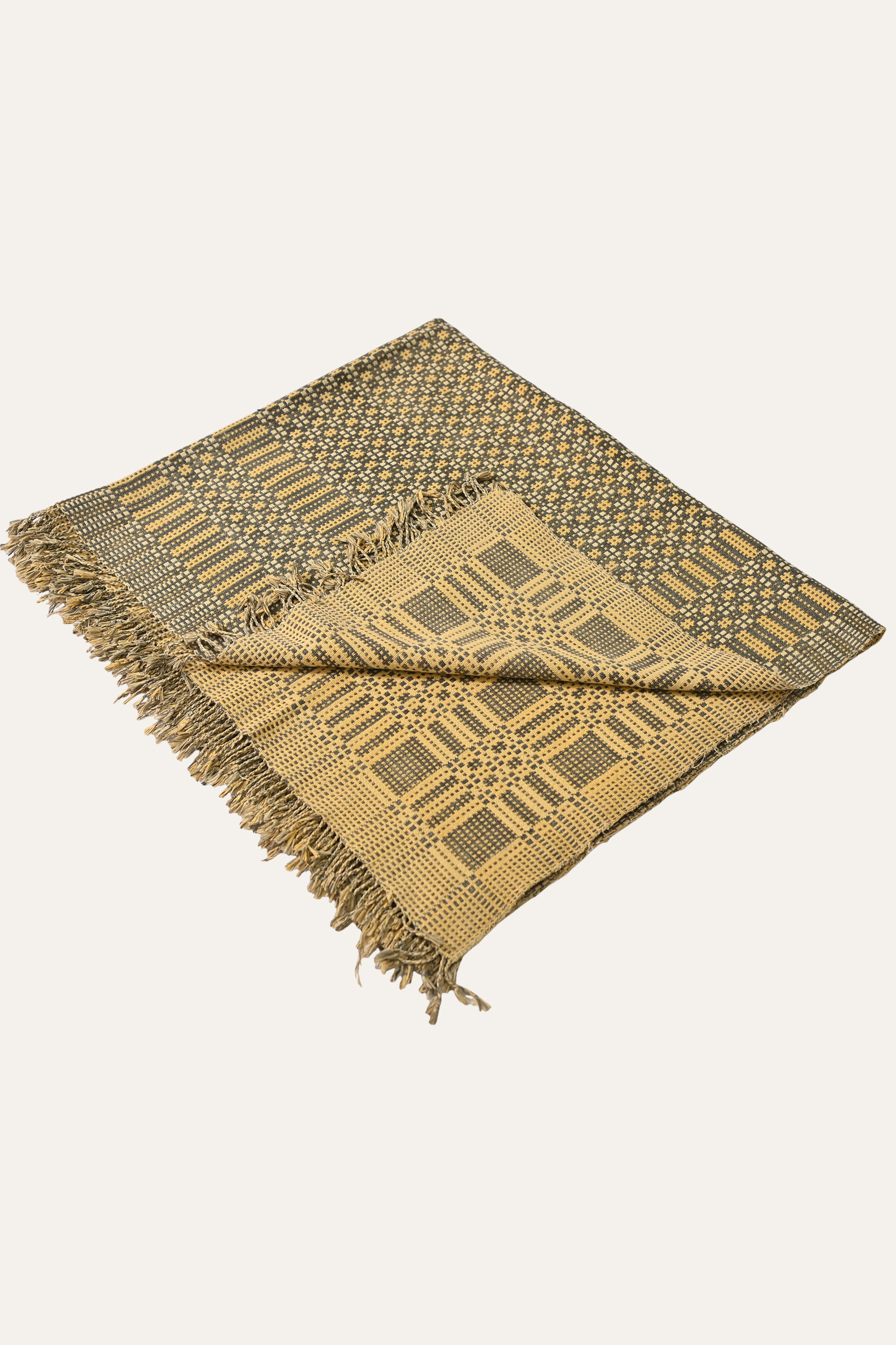 Mustard & Black Stripe Reversible Cotton Khes Wall Tapestry