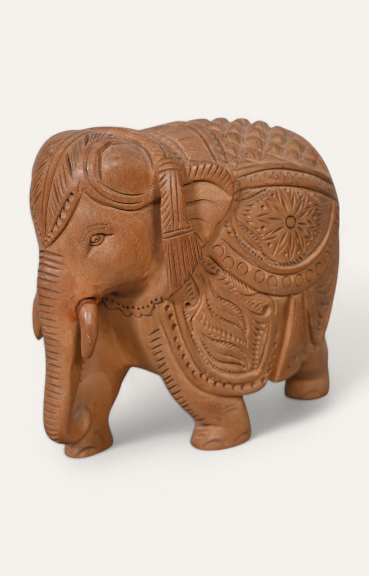 Compact Wooden Elephant Statue