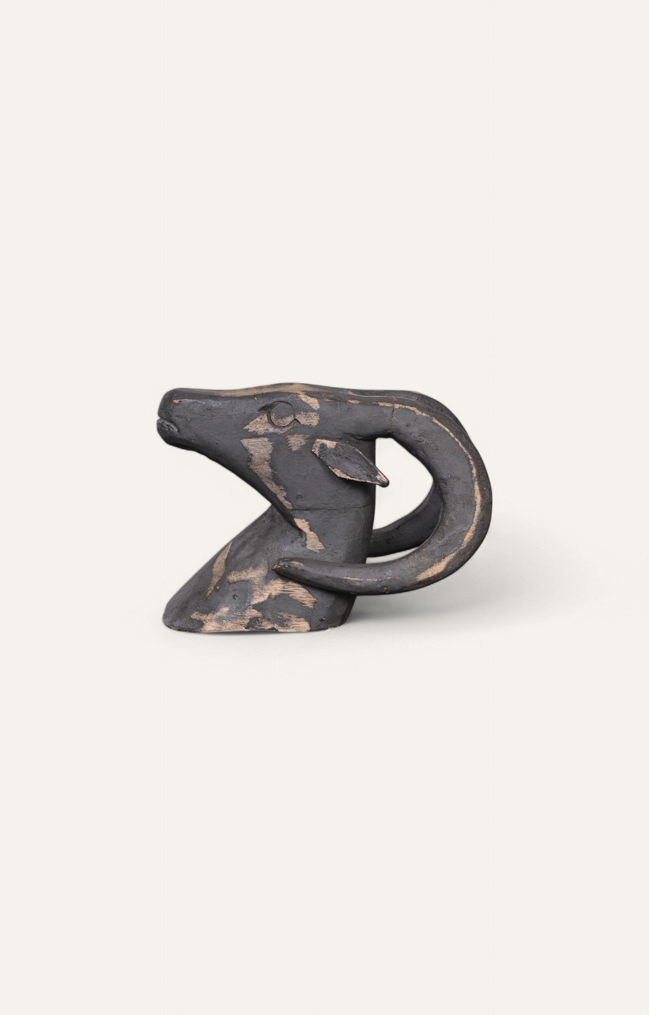 Hand Carved Wooden Ram Goat Head Bust Figurine