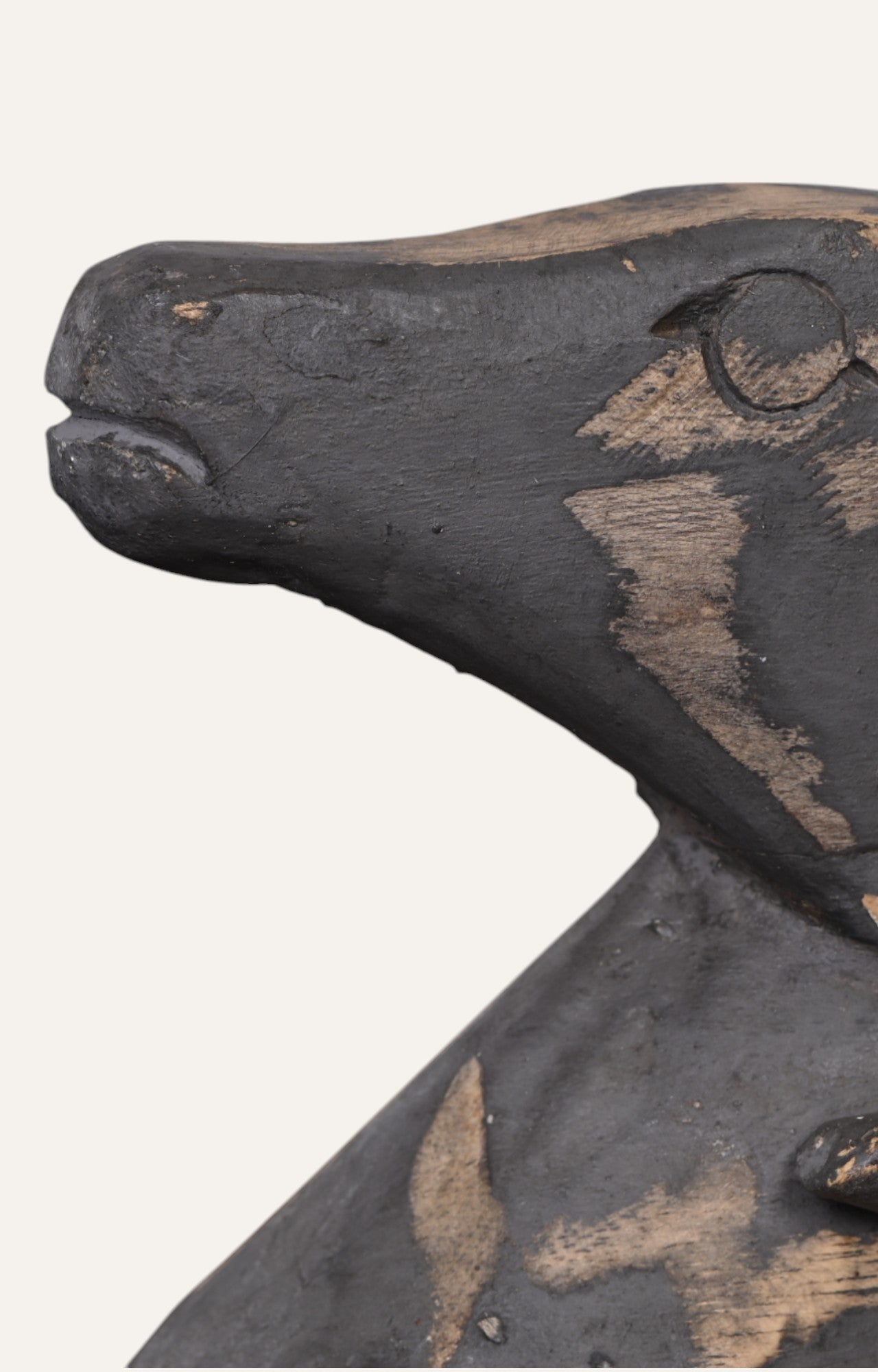 Hand Carved Wooden Ram Goat Head Bust Figurine