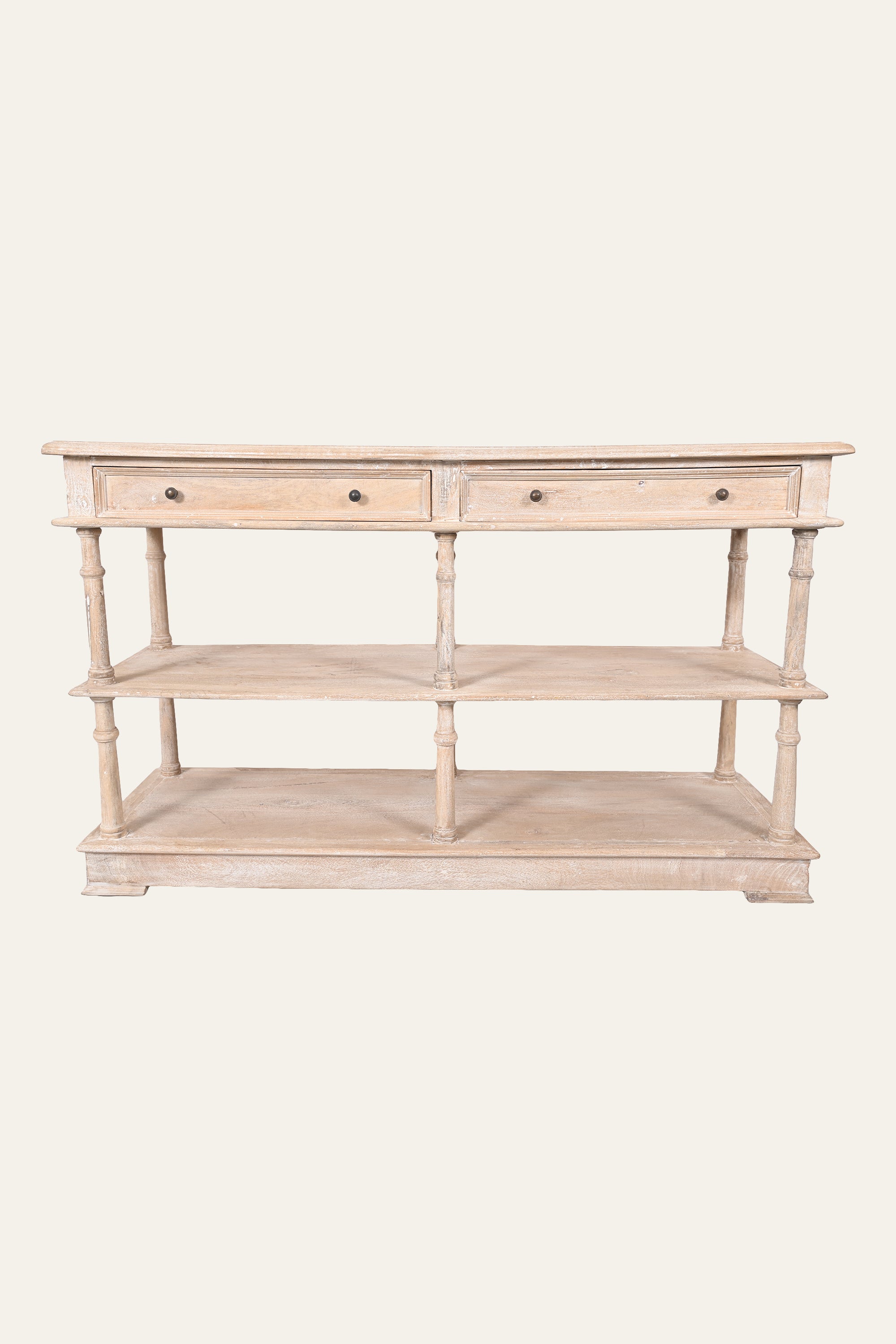 Long Open 3-Tier Console Shelf for Living Room Display & Storage