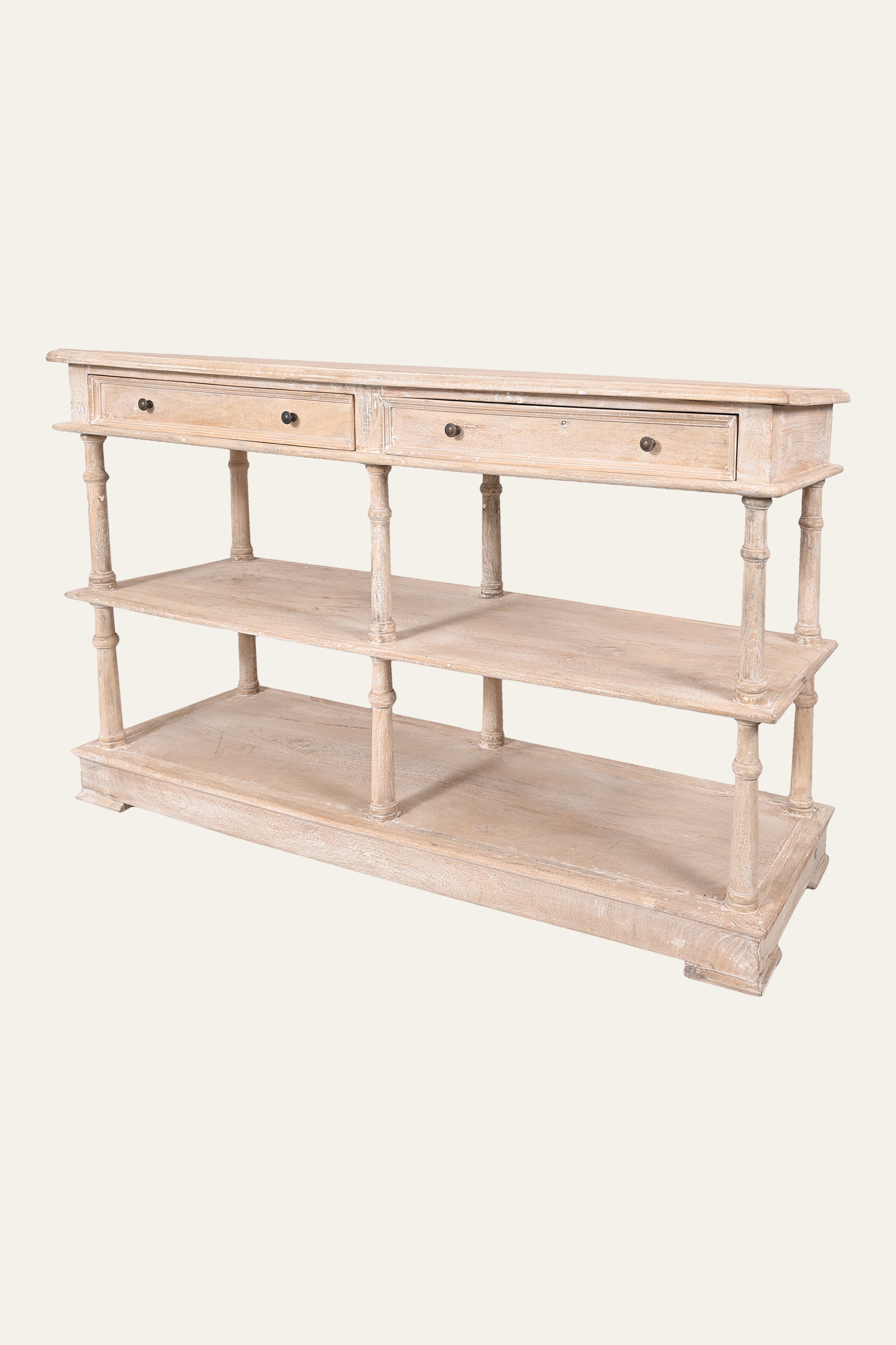 Long Open 3-Tier Console Shelf for Living Room Display & Storage