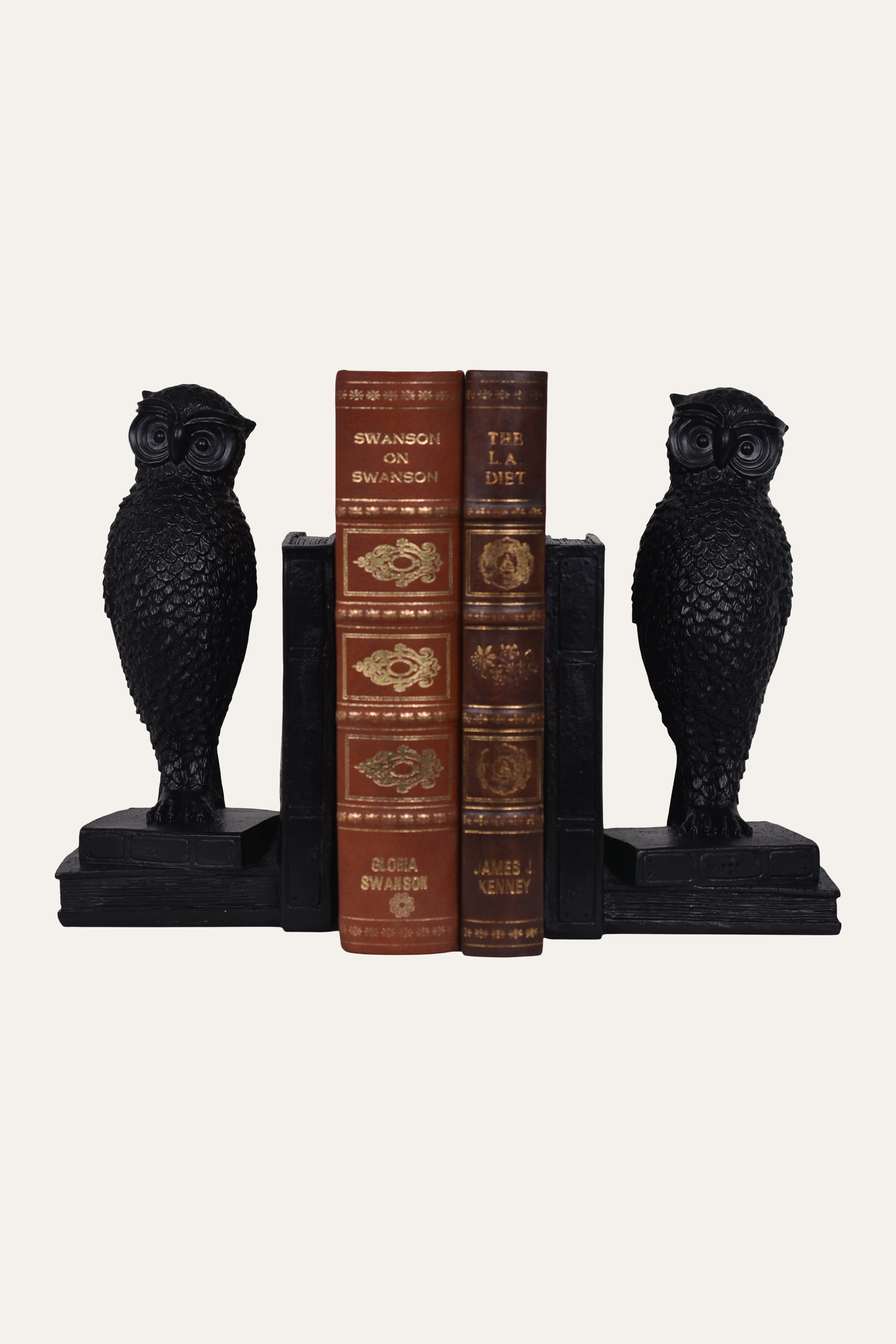 Modern Black Resin Owl Bookends