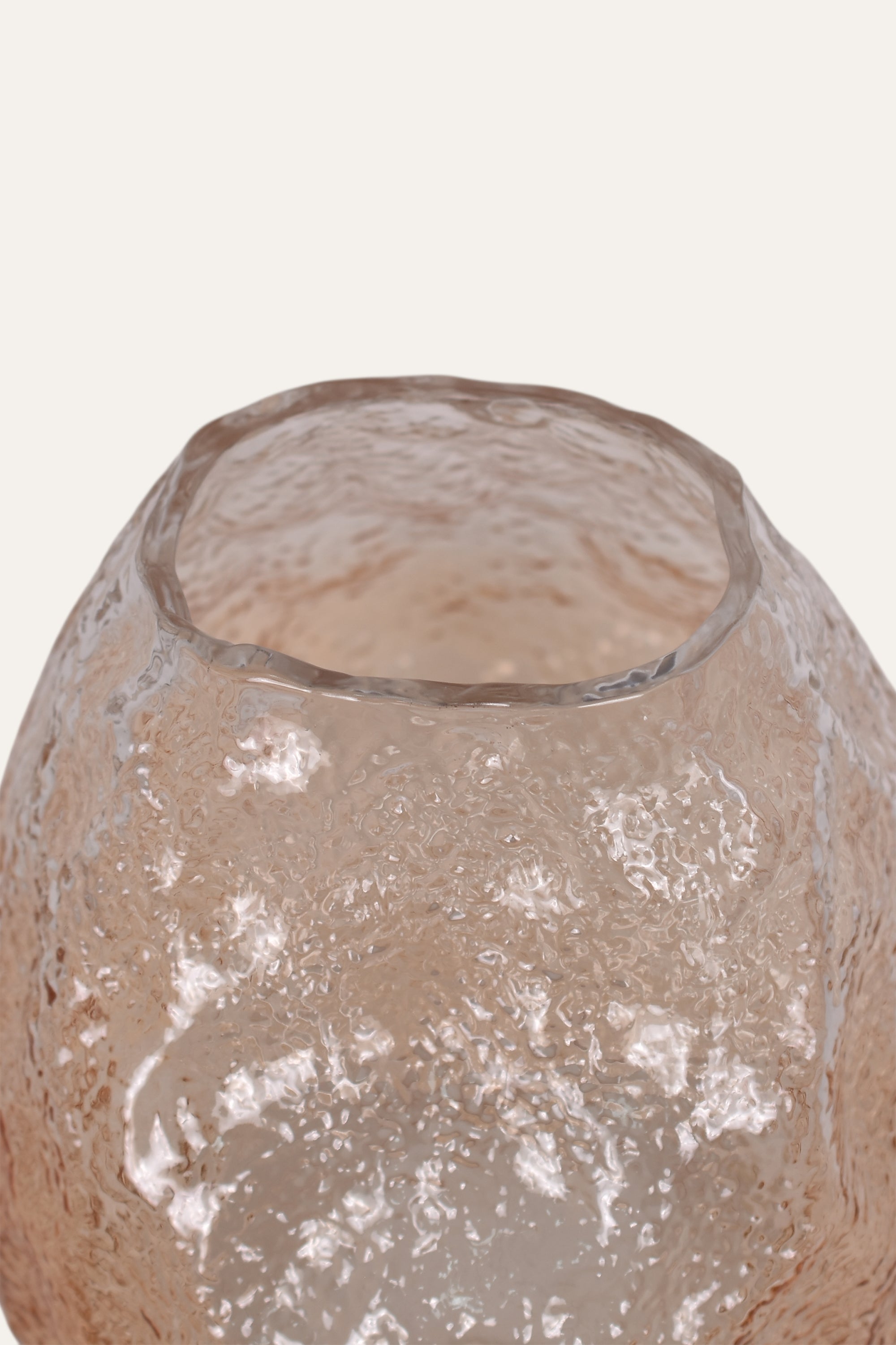 Hand Blown Amber Glass Vase with Organic Fire-Inspired Form