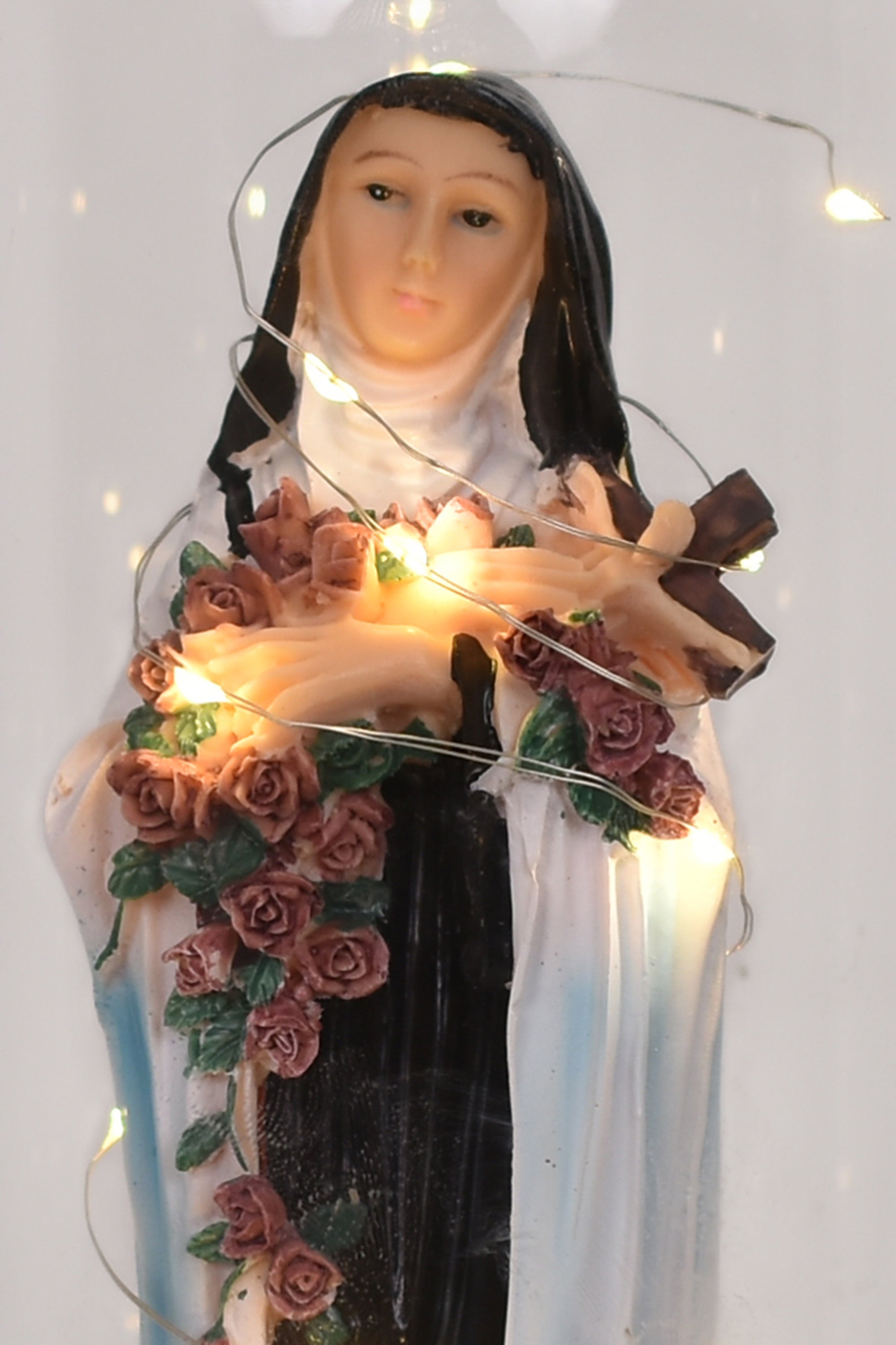 Religious Resin Saint Statue in Glass Dome