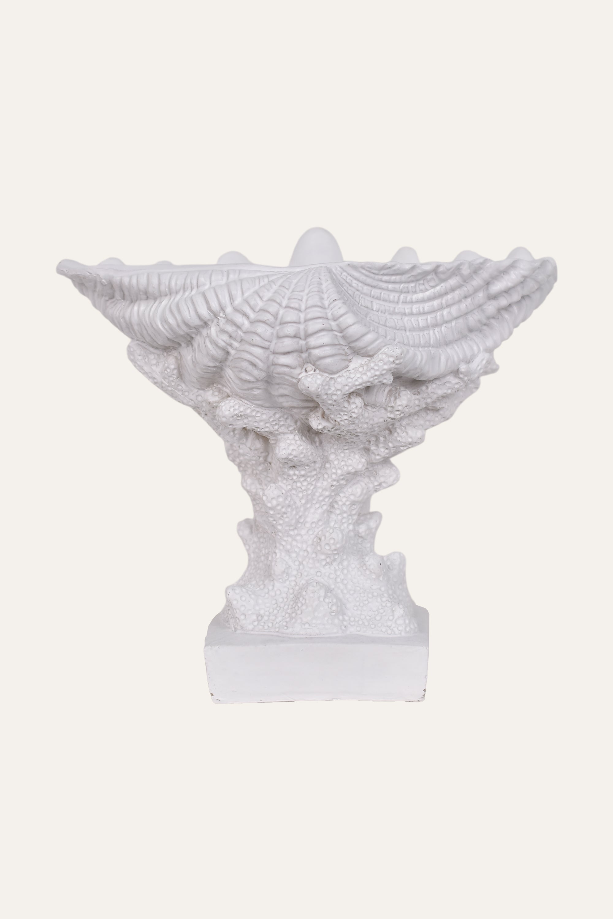 Decorative White Resin Coral-Inspired Pedestal Sculpture