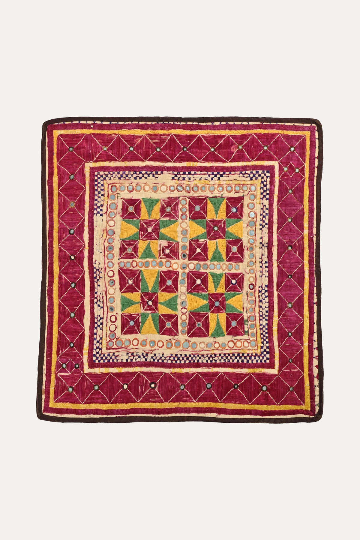 Hand-embroidered Floral Motif Mirrorwork Kutch Wall Tapestry