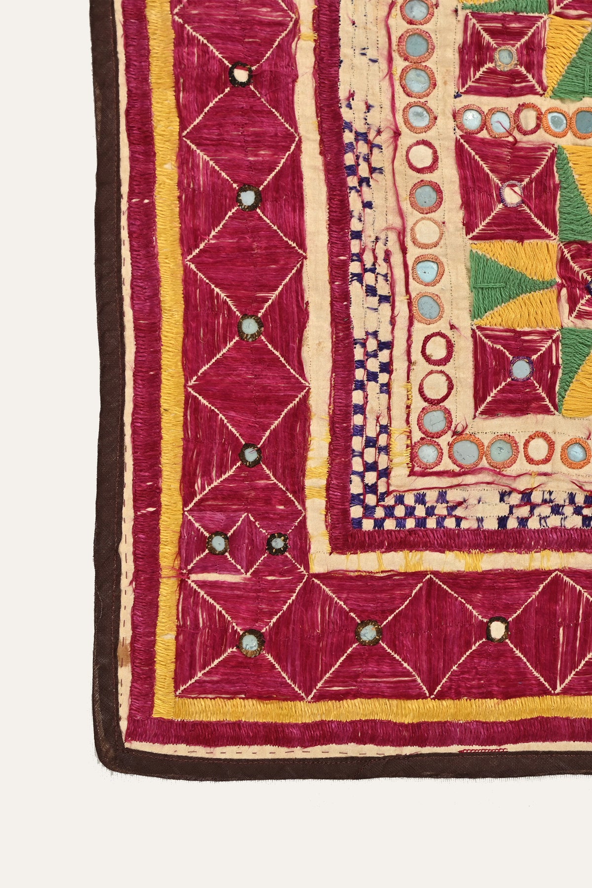 Hand-embroidered Floral Motif Mirrorwork Kutch Wall Tapestry