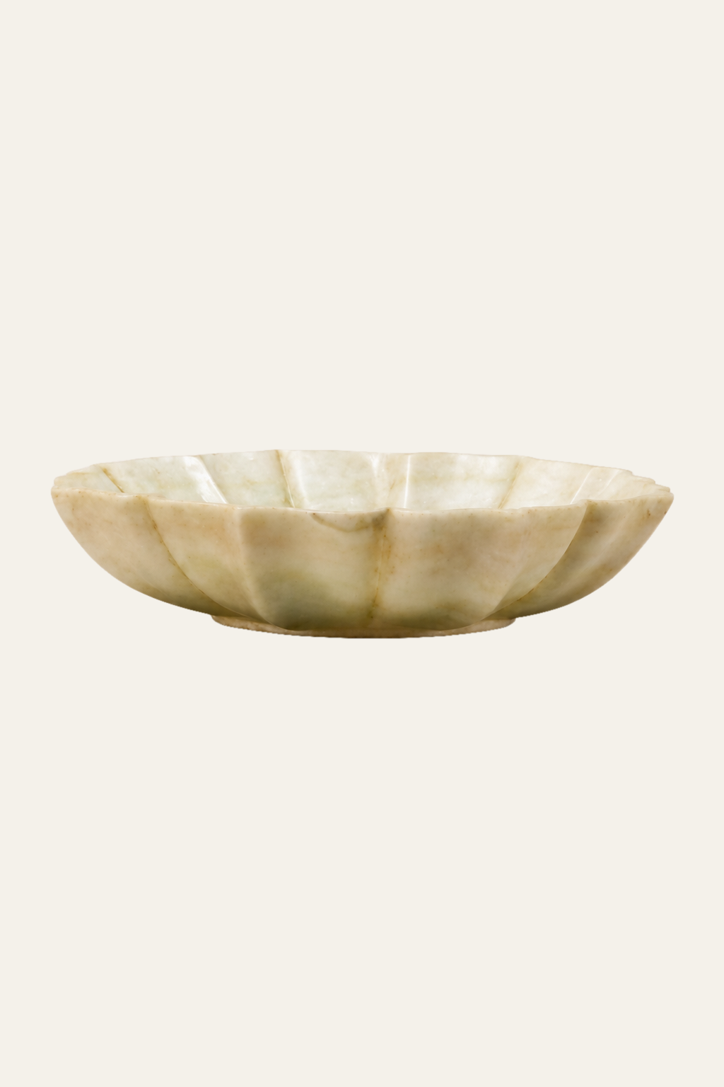 White Fluted Decorative Bowl with Sculptural Petal Form