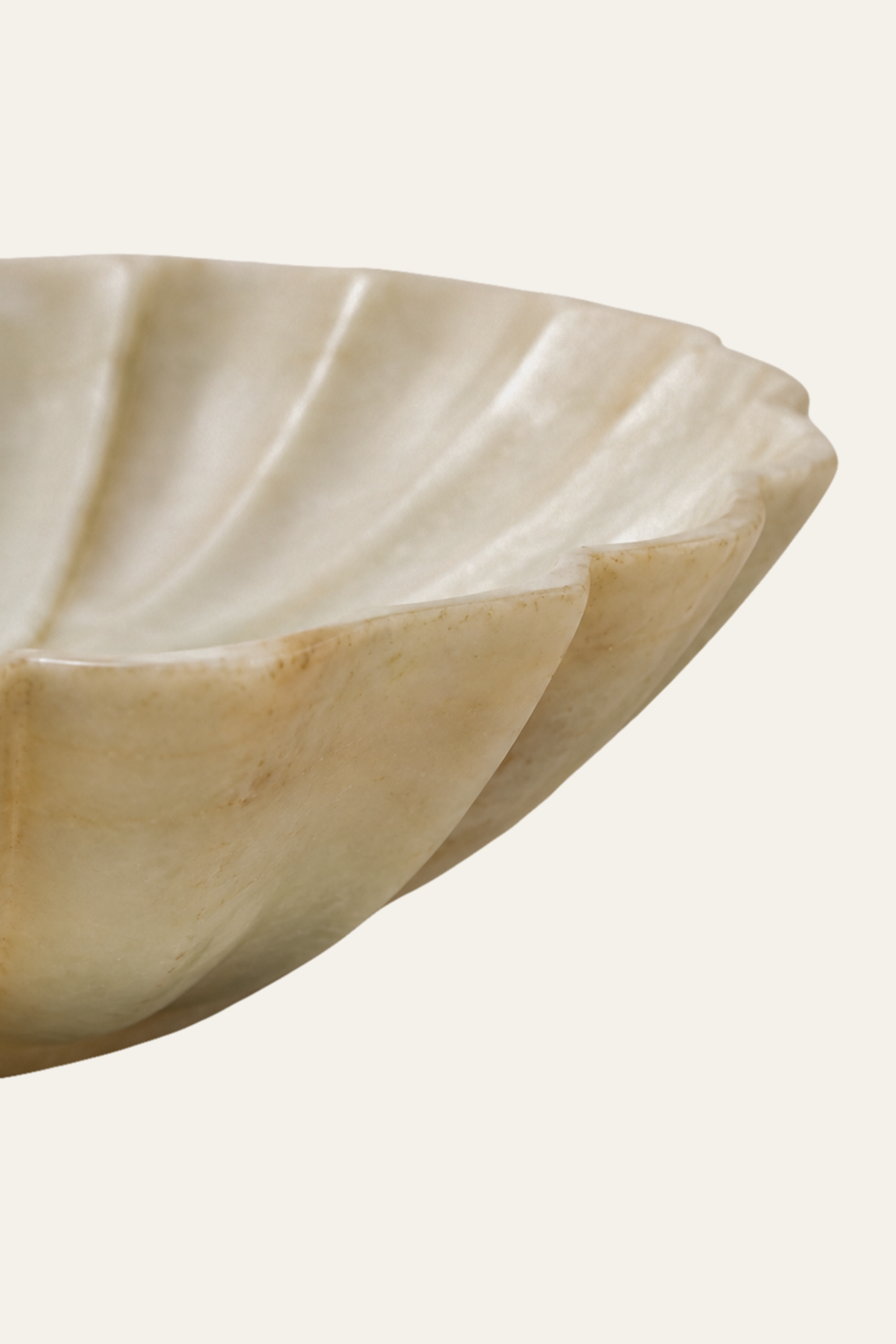 White Fluted Decorative Bowl with Sculptural Petal Form