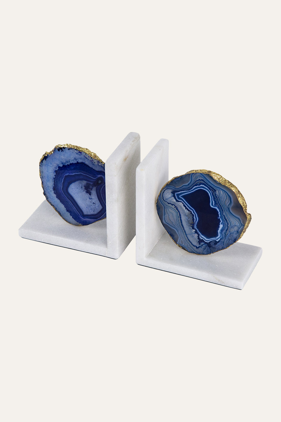 Decorative Blue Agate Geode Bookends