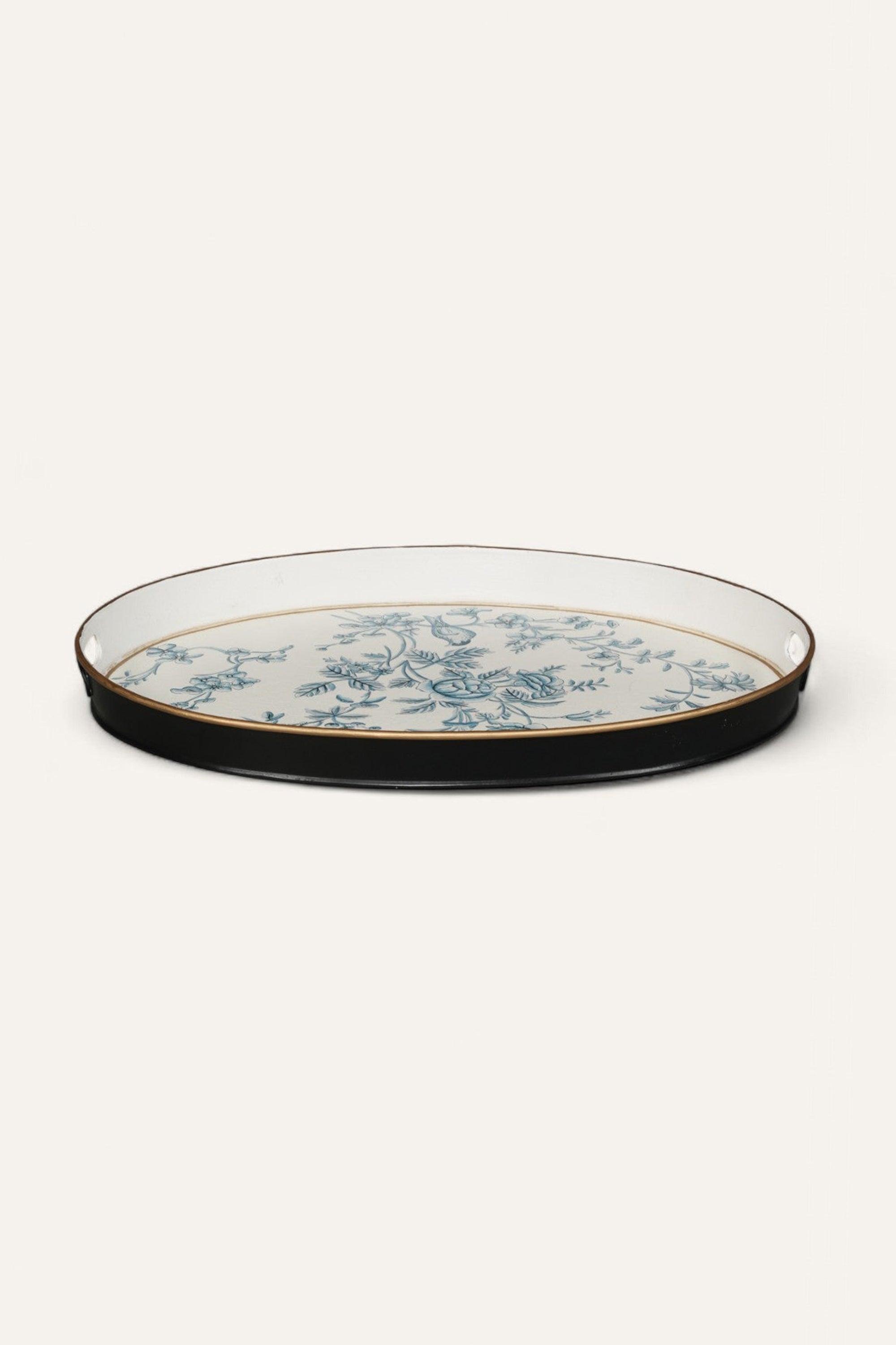 Oval Floral Accent Tray