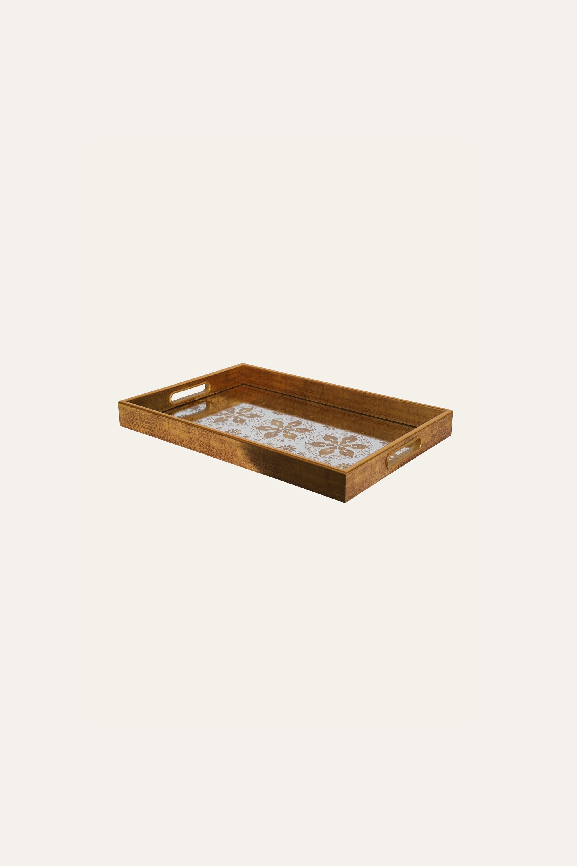 Decorative floral serving tray for coffee table
