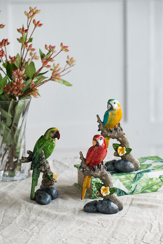 Decorative macaw bird sculpture