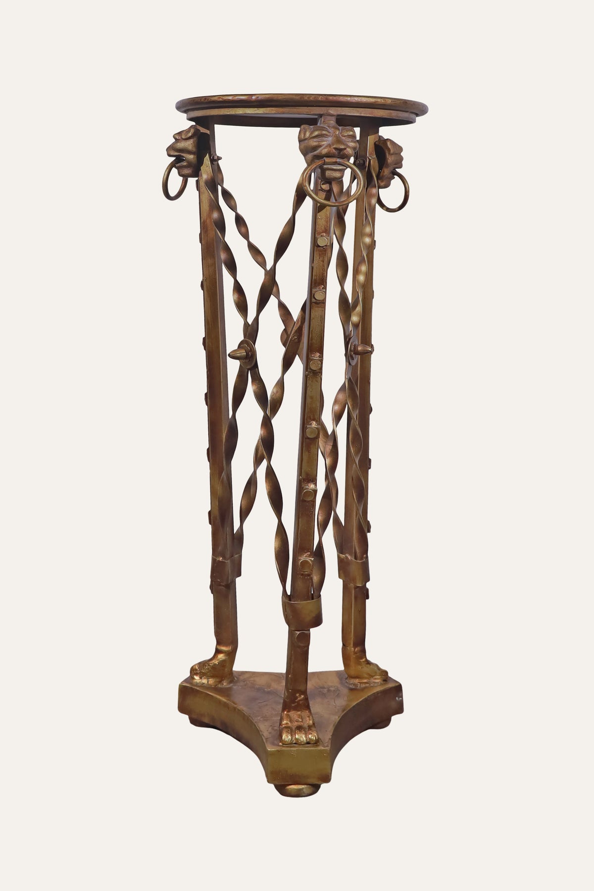 Decorative metal pedestal for sculptures